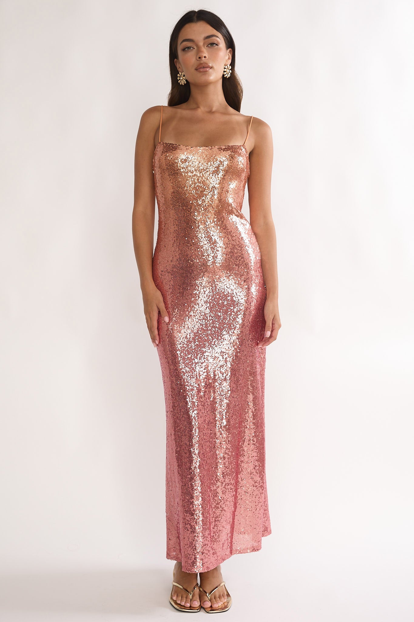 Astara Sequin Maxi Dress Gradient Pink by Selfie Leslie Australia