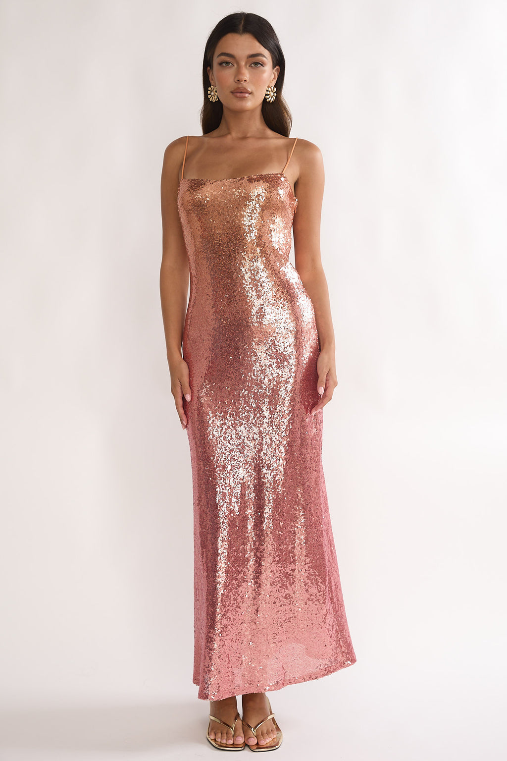 Astara Sequin Maxi Dress Gradient Pink by Selfie Leslie Australia