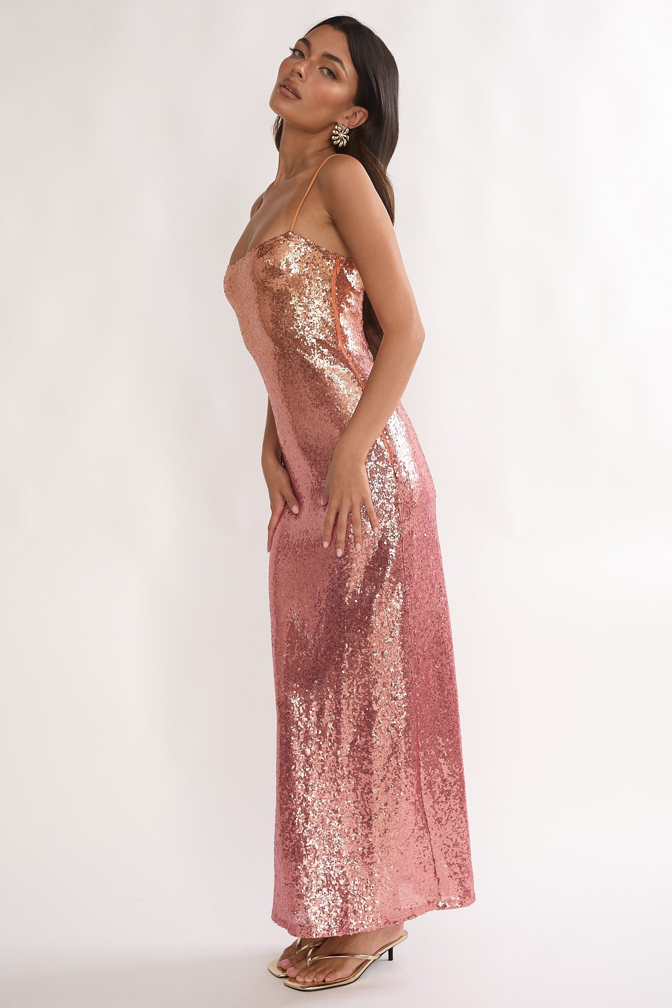 Astara Sequin Maxi Dress Gradient Pink by Selfie Leslie Australia
