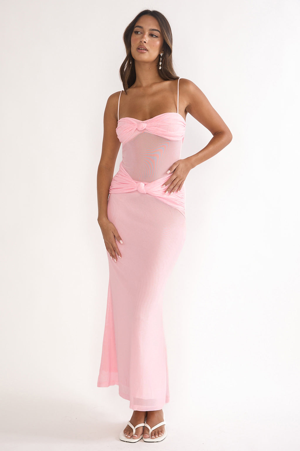 Stara Knot Accent Maxi Dress Blush by Selfie Leslie Australia