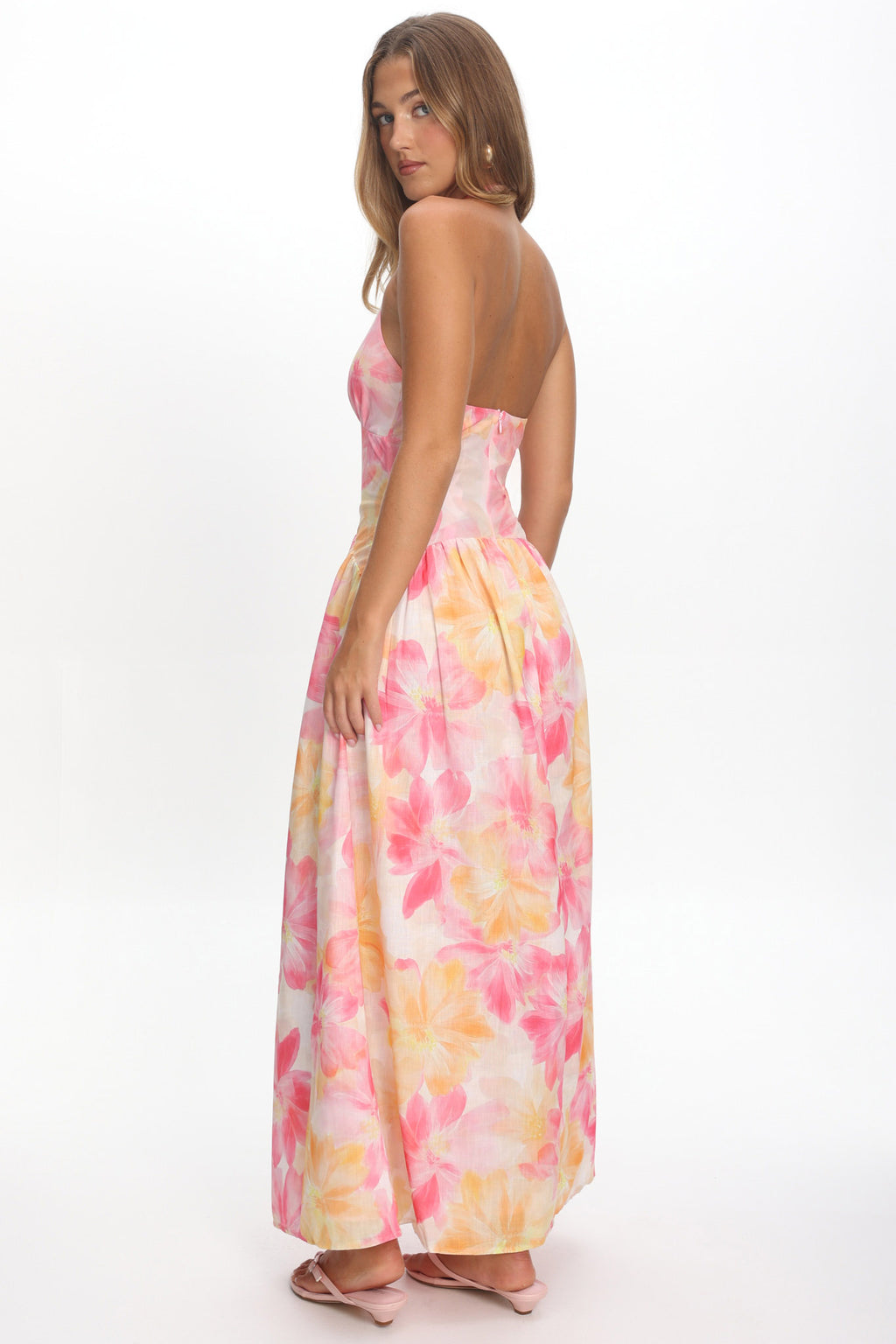 Endira Drop Waist Maxi Dress Floral Pink by Selfie Leslie Australia