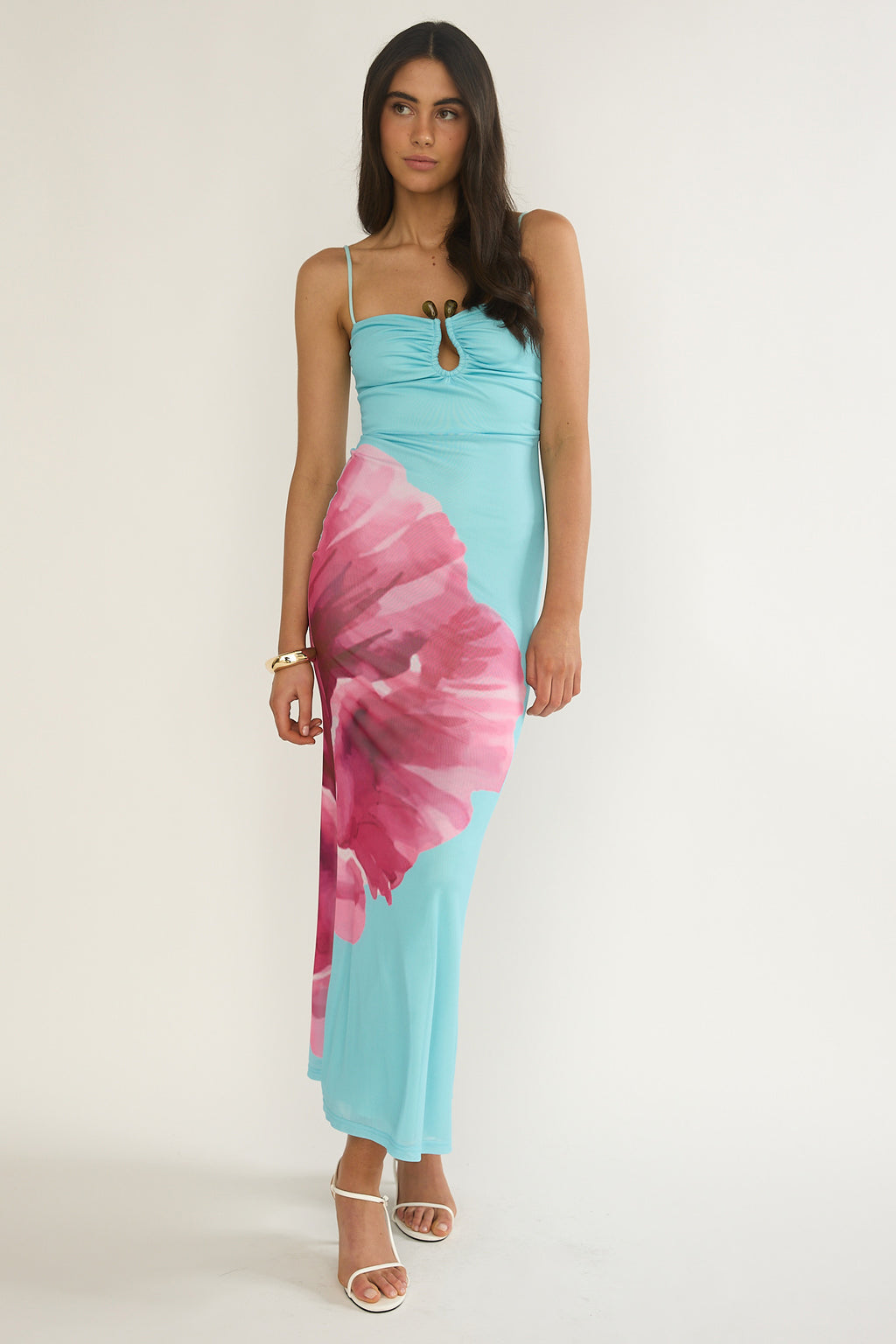 Orabella Waterdrop Wire Bust Maxi Dress Floral Aqua by Selfie Leslie Australia