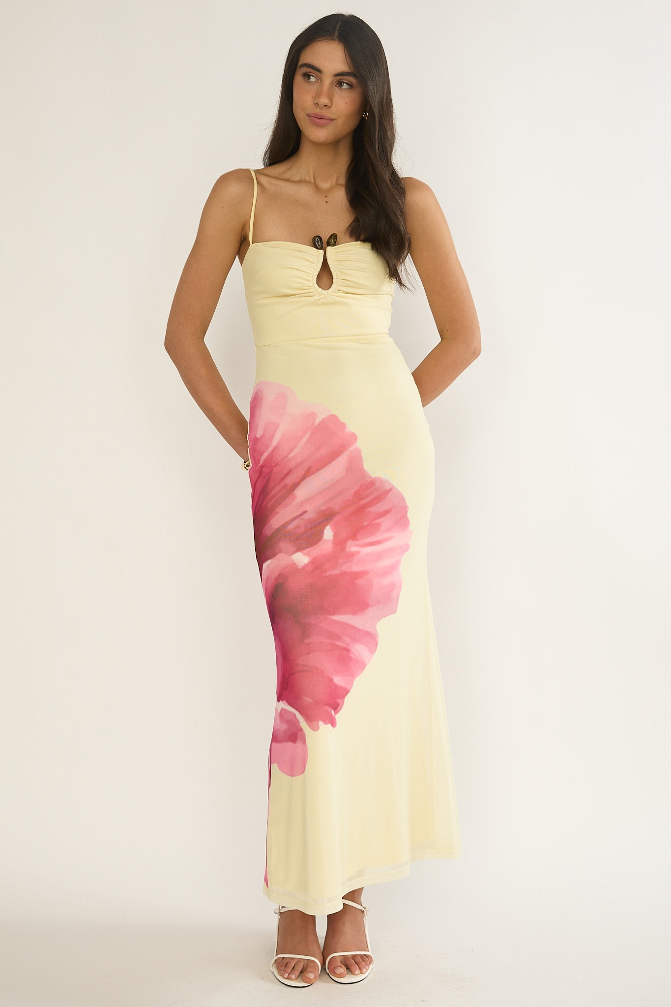 Orabella Waterdrop Wire Bust Maxi Dress Floral Butter by Selfie Leslie Australia