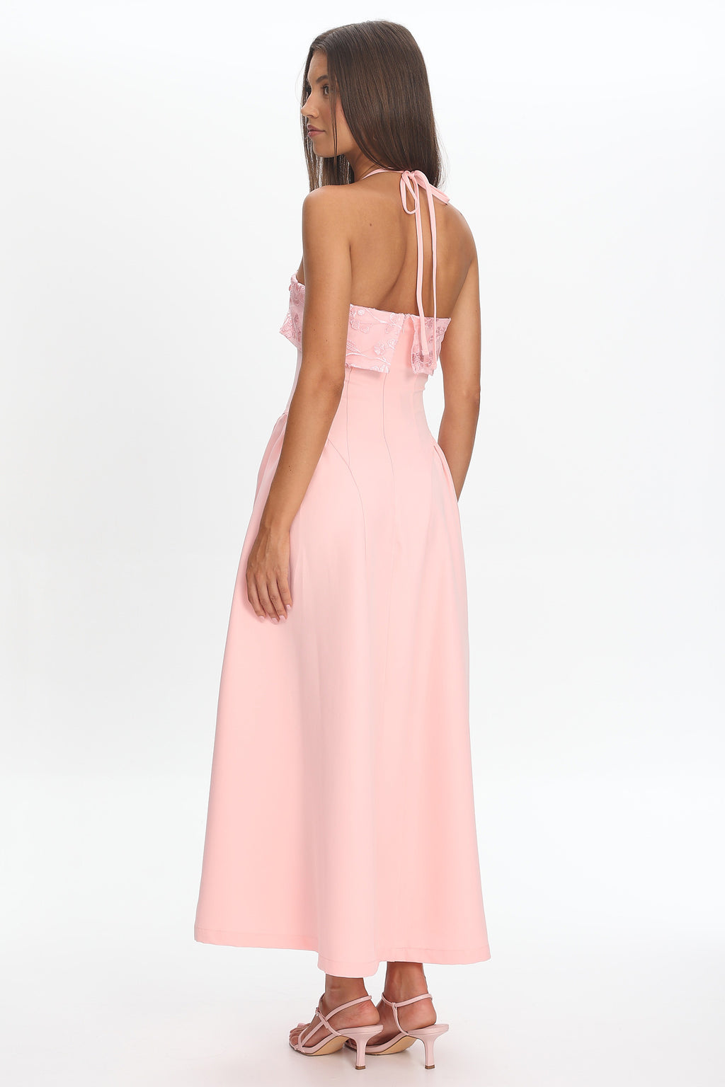Sunbeam Kiss Foldover Floral Bust Maxi Dress Blush by Selfie Leslie Australia