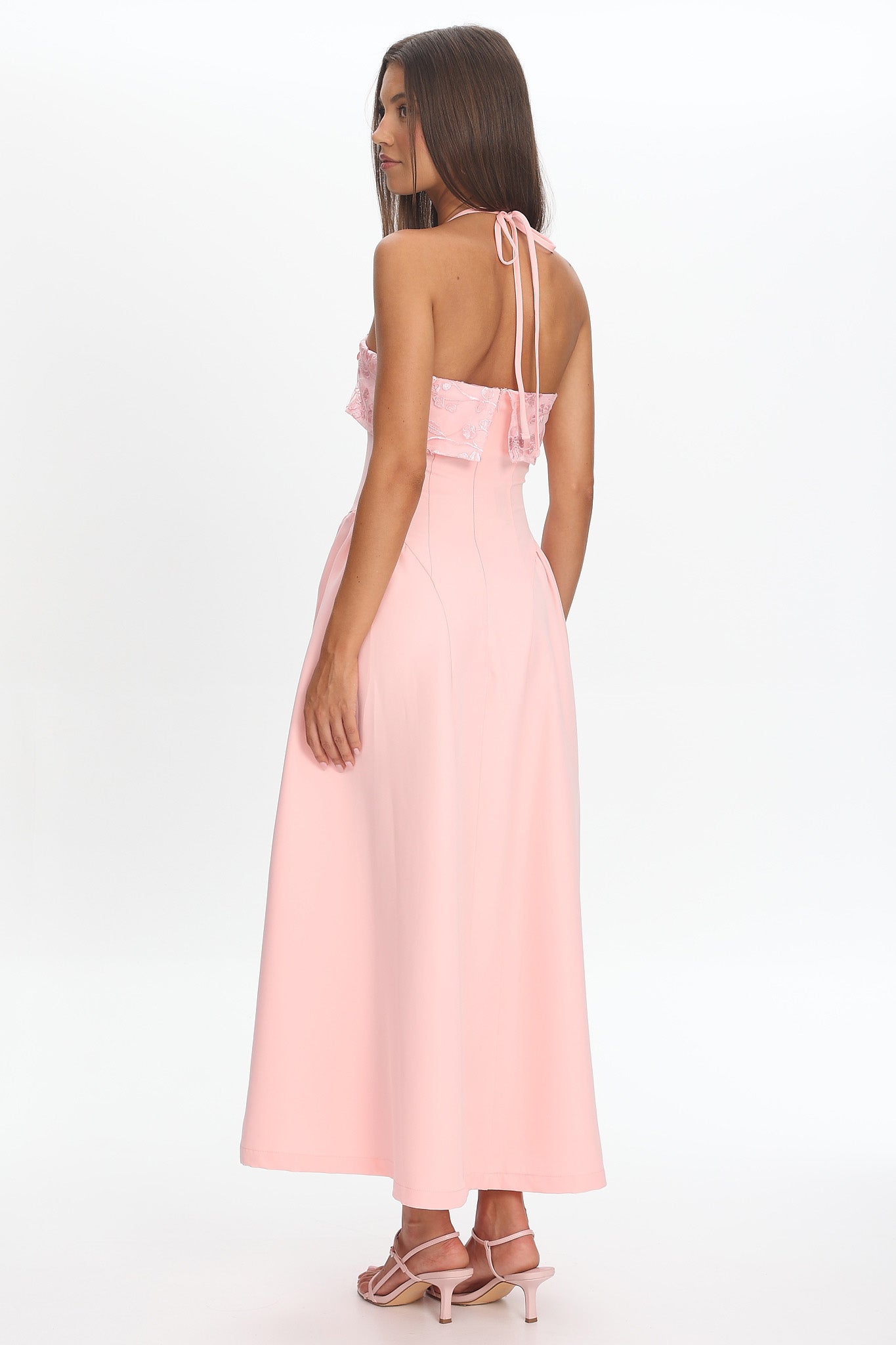Sunbeam Kiss Foldover Floral Bust Maxi Dress Blush by Selfie Leslie Australia