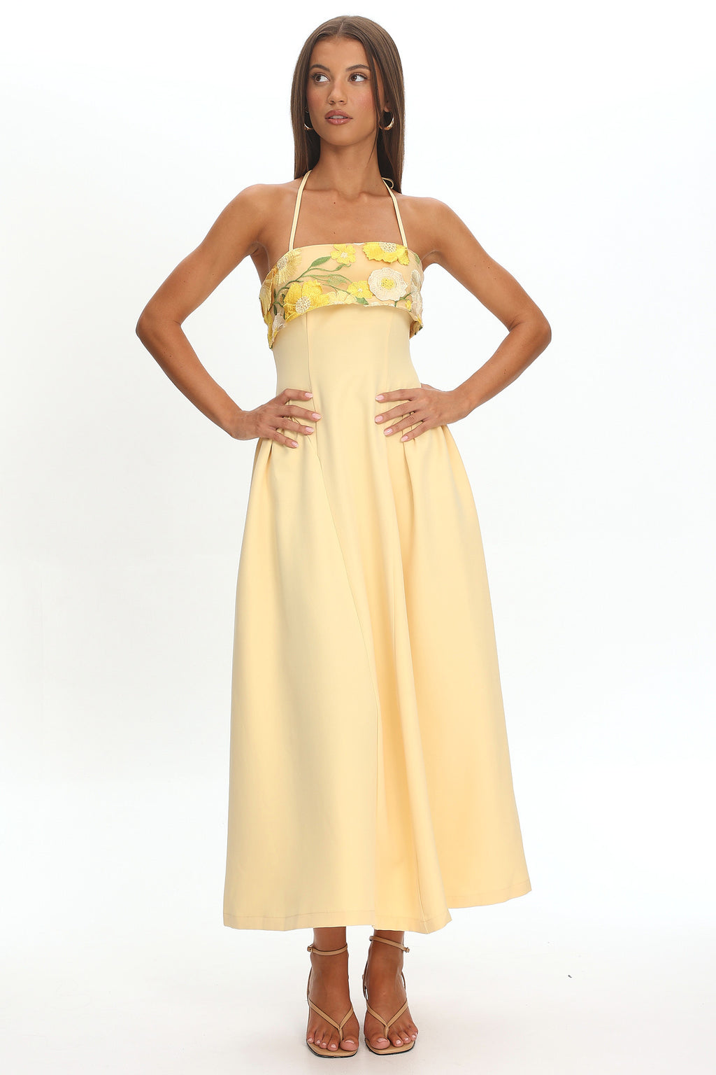 Sunbeam Kiss Foldover Floral Bust Maxi Dress Butter by Selfie Leslie Australia