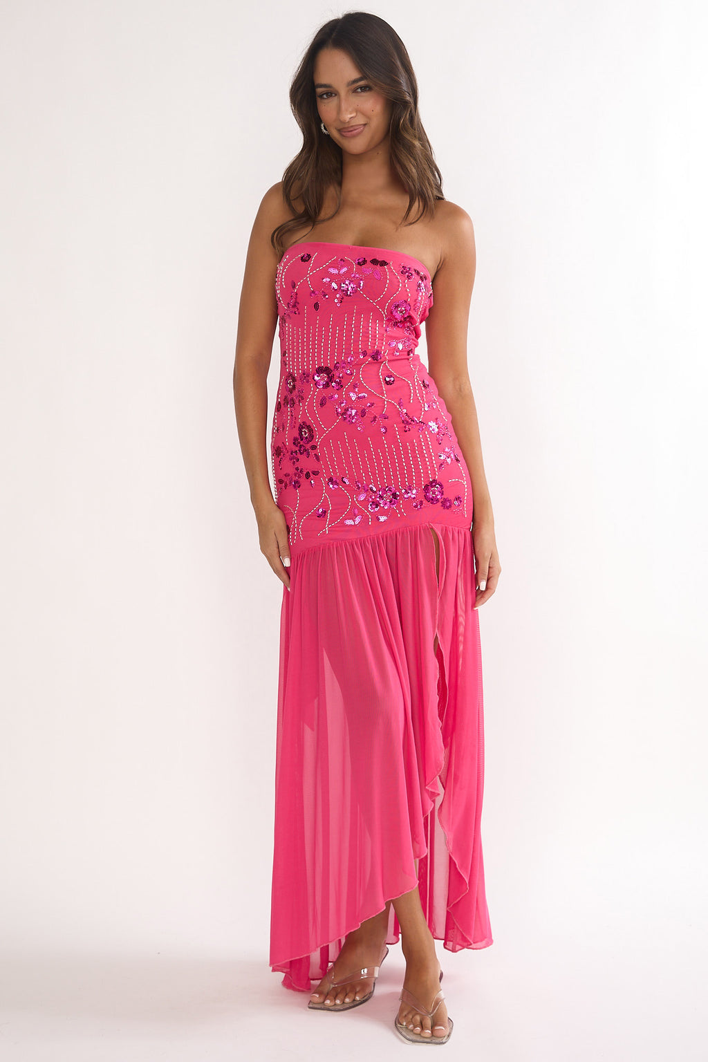 Jezra Strapless Sequin Embellished Maxi Dress Plum by Selfie Leslie Australia
