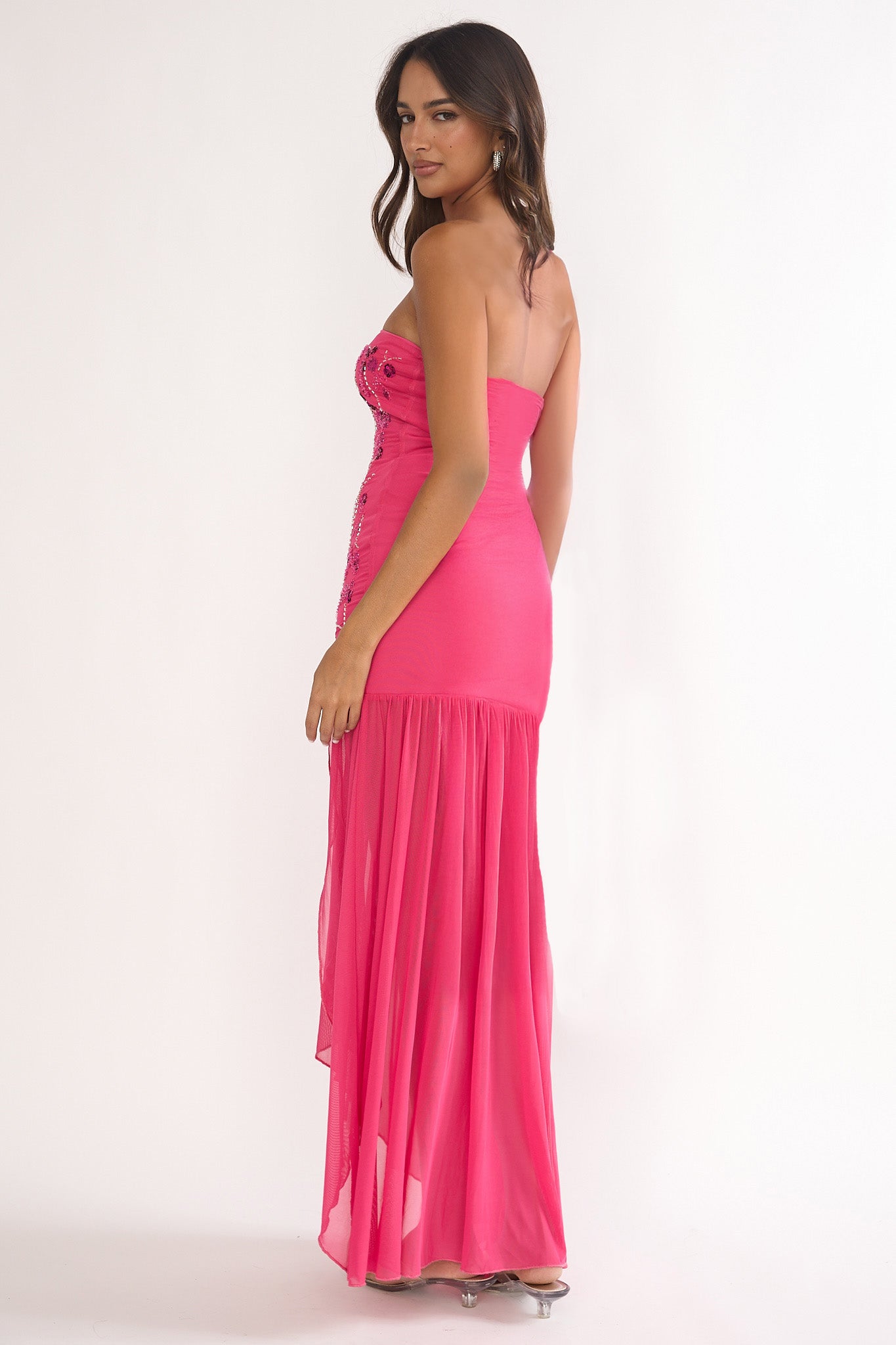 Jezra Strapless Sequin Embellished Maxi Dress Plum by Selfie Leslie Australia