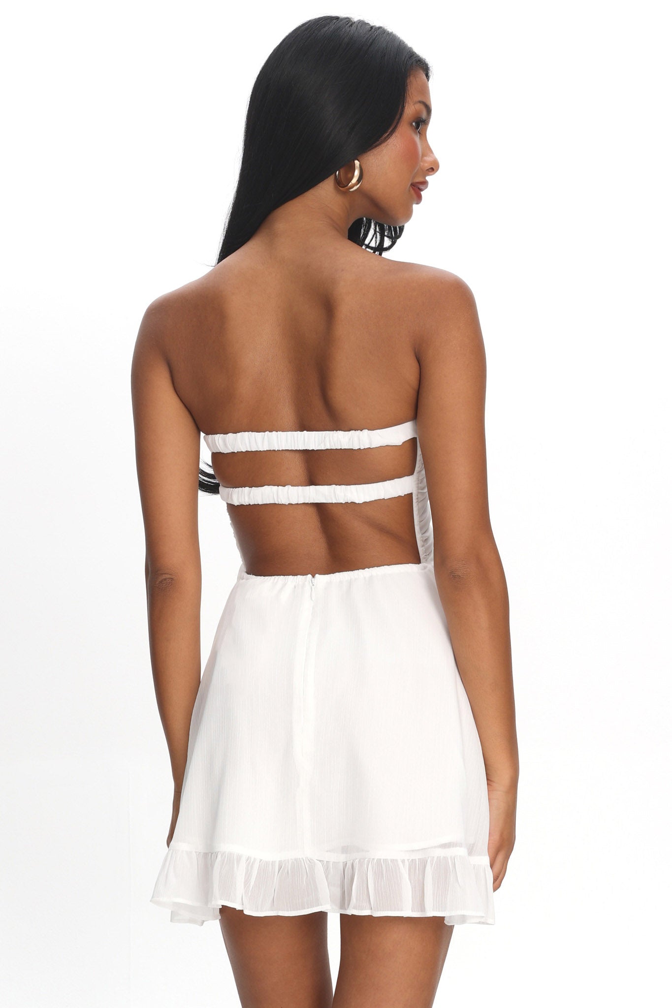 Gloria Day Tied Bust Strapless Mini Dress Cream by Selfie Leslie Australia