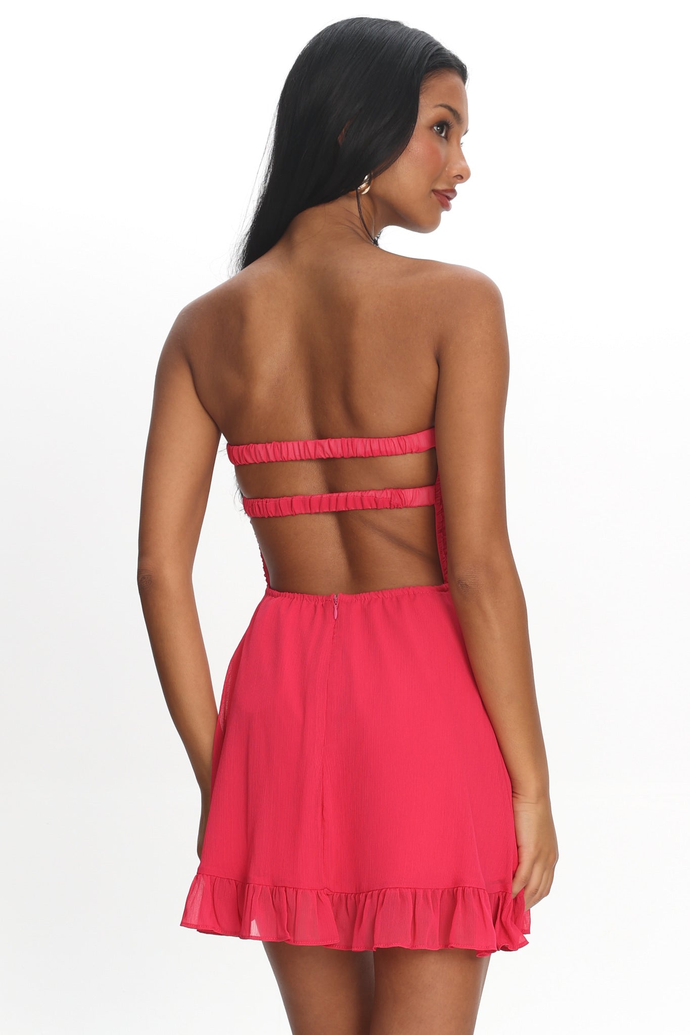Gloria Day Tied Bust Strapless Mini Dress Raspberry by Selfie Leslie Australia