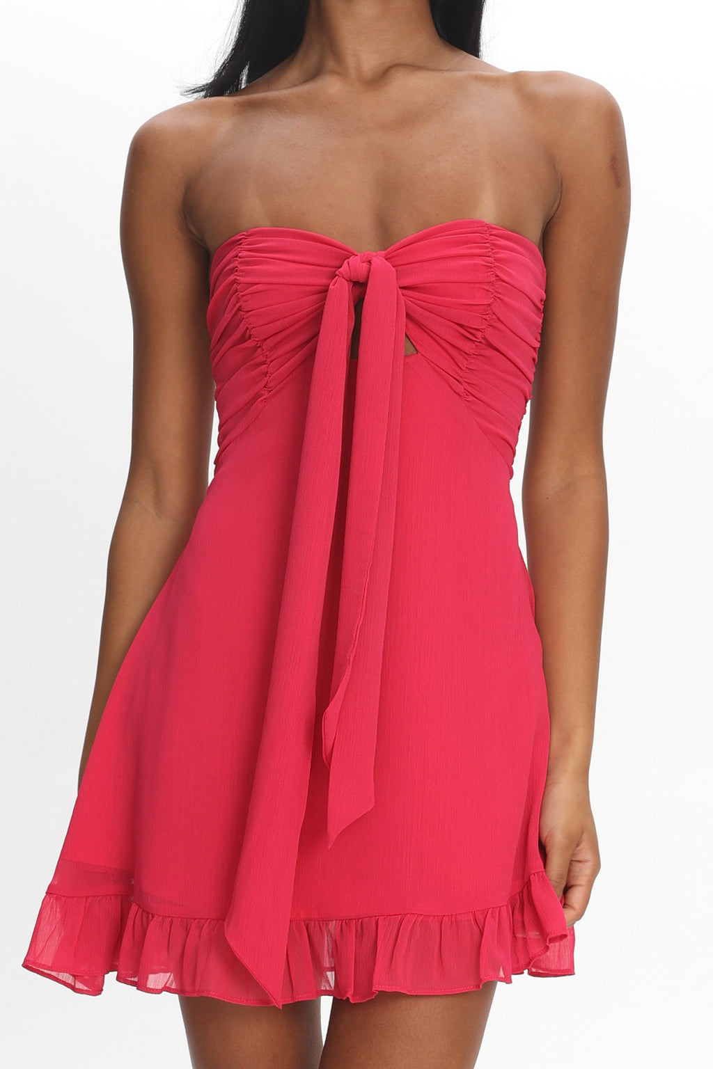 Gloria Day Tied Bust Strapless Mini Dress Raspberry by Selfie Leslie Australia
