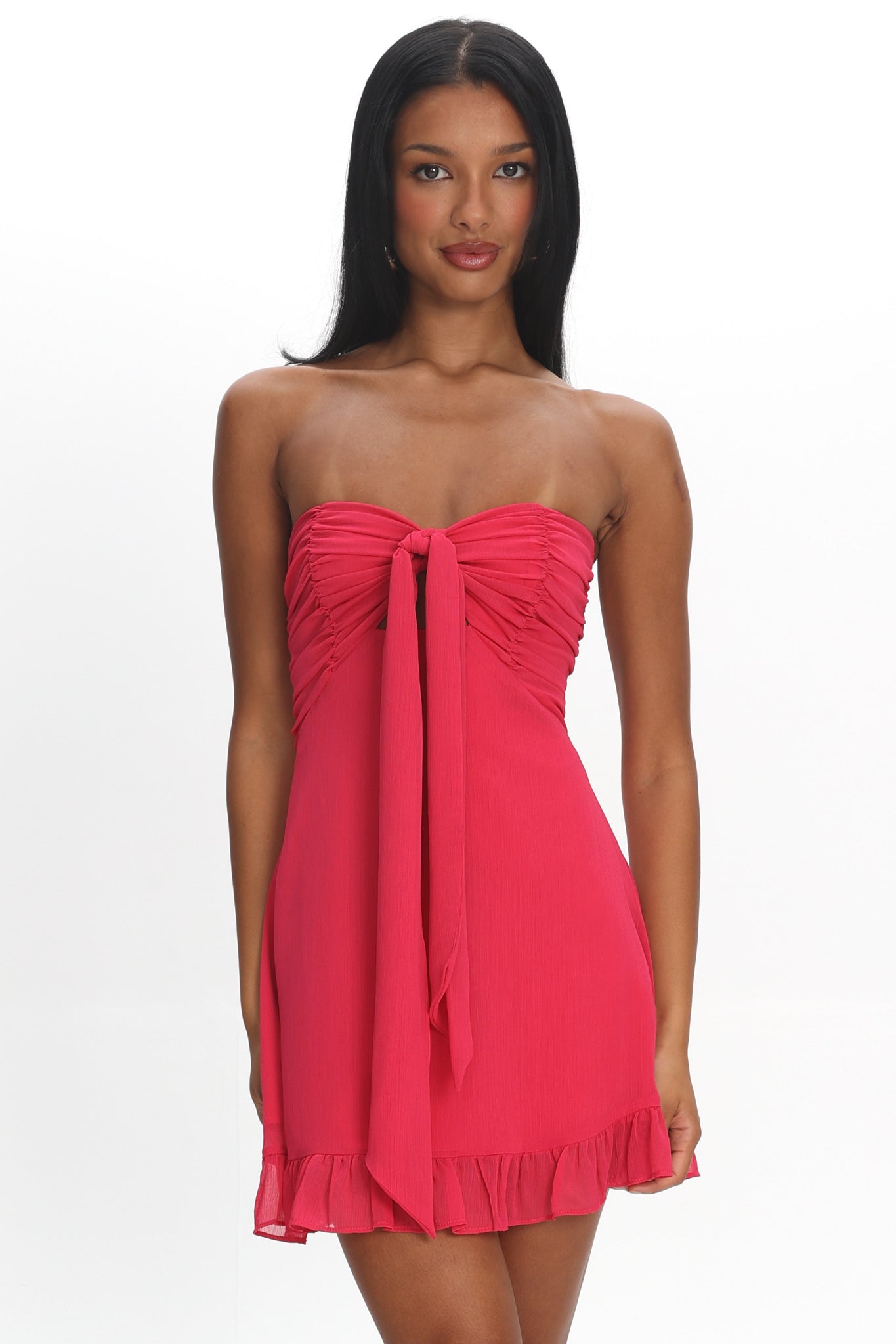 Gloria Day Tied Bust Strapless Mini Dress Raspberry by Selfie Leslie Australia