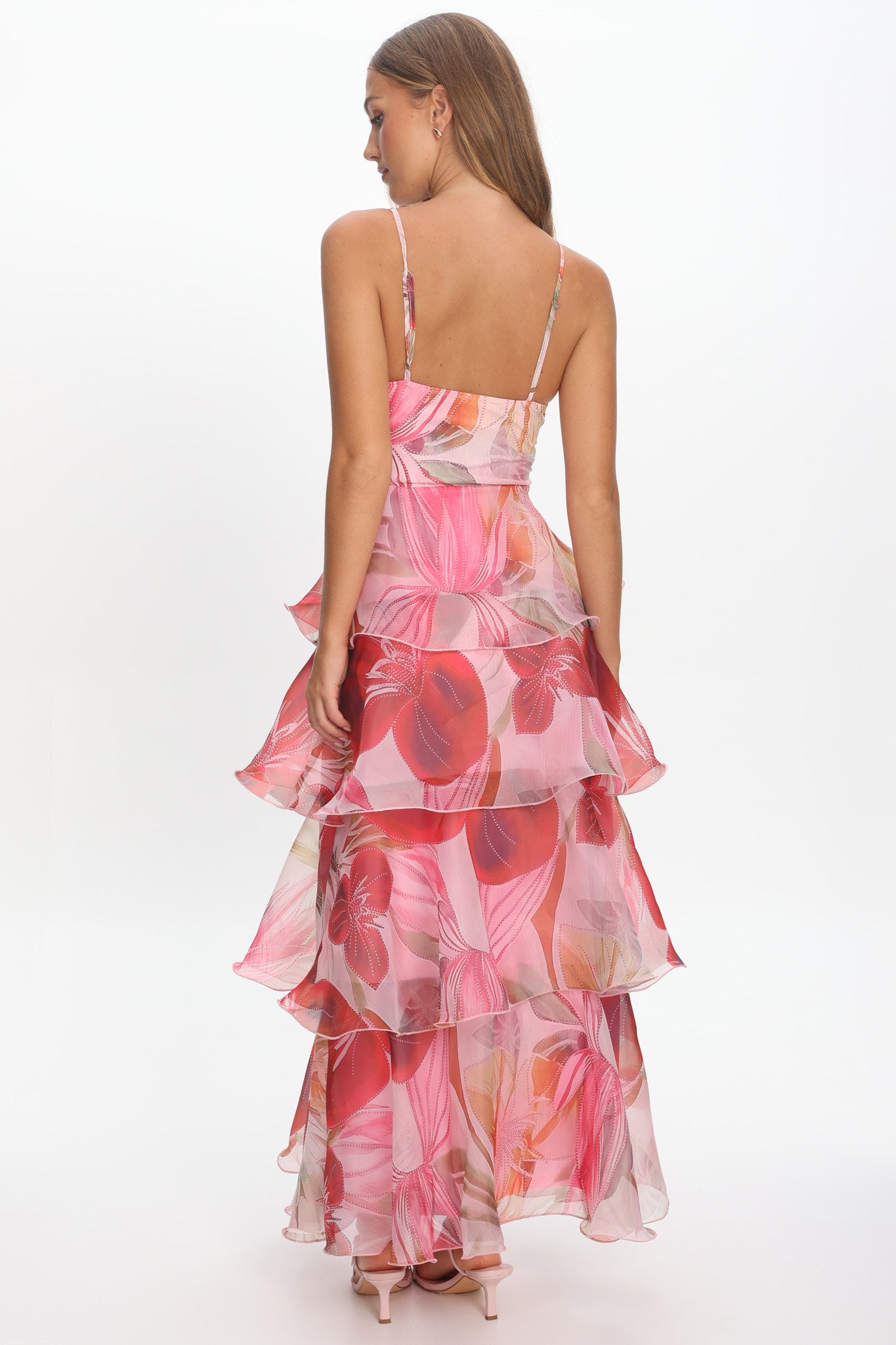 Varenna Layered Sweetheart Neckline Maxi Dress Print Red by Selfie Leslie Australia
