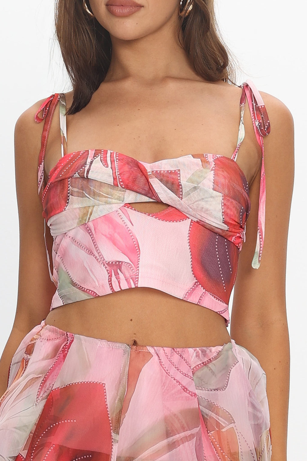 Varenna Tied Shoulder Top Print Red by Selfie Leslie Australia