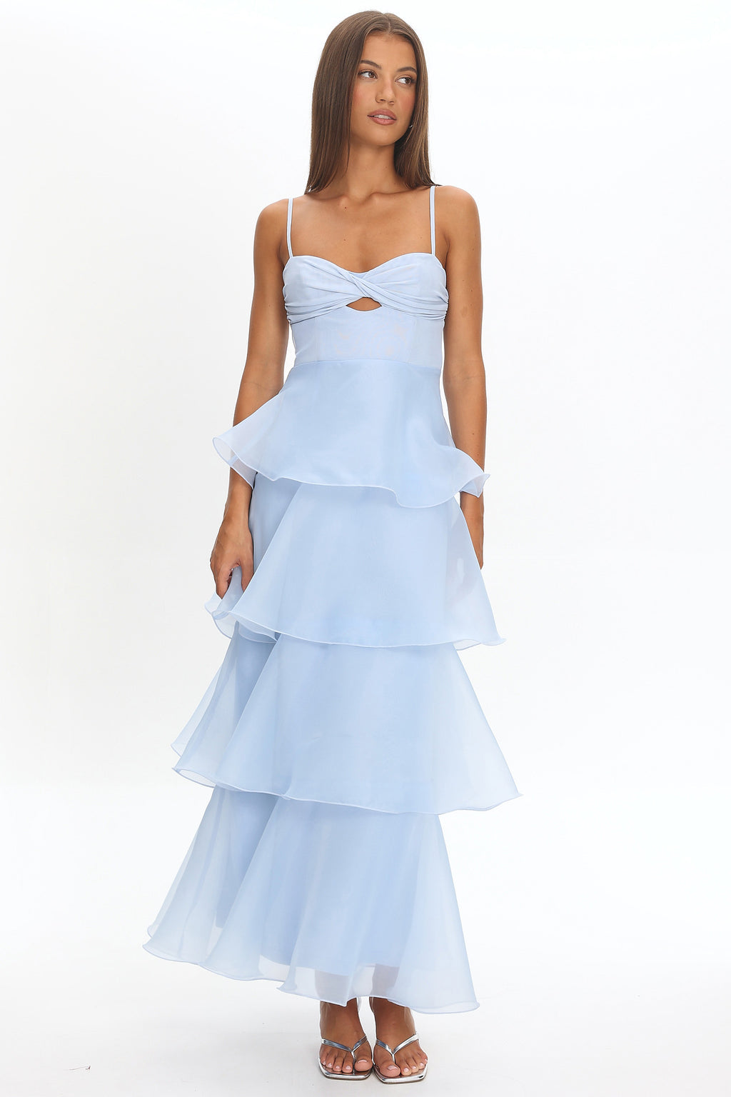 Margarida Layered Sweetheart Neckline Maxi Dress Blue by Selfie Leslie Australia
