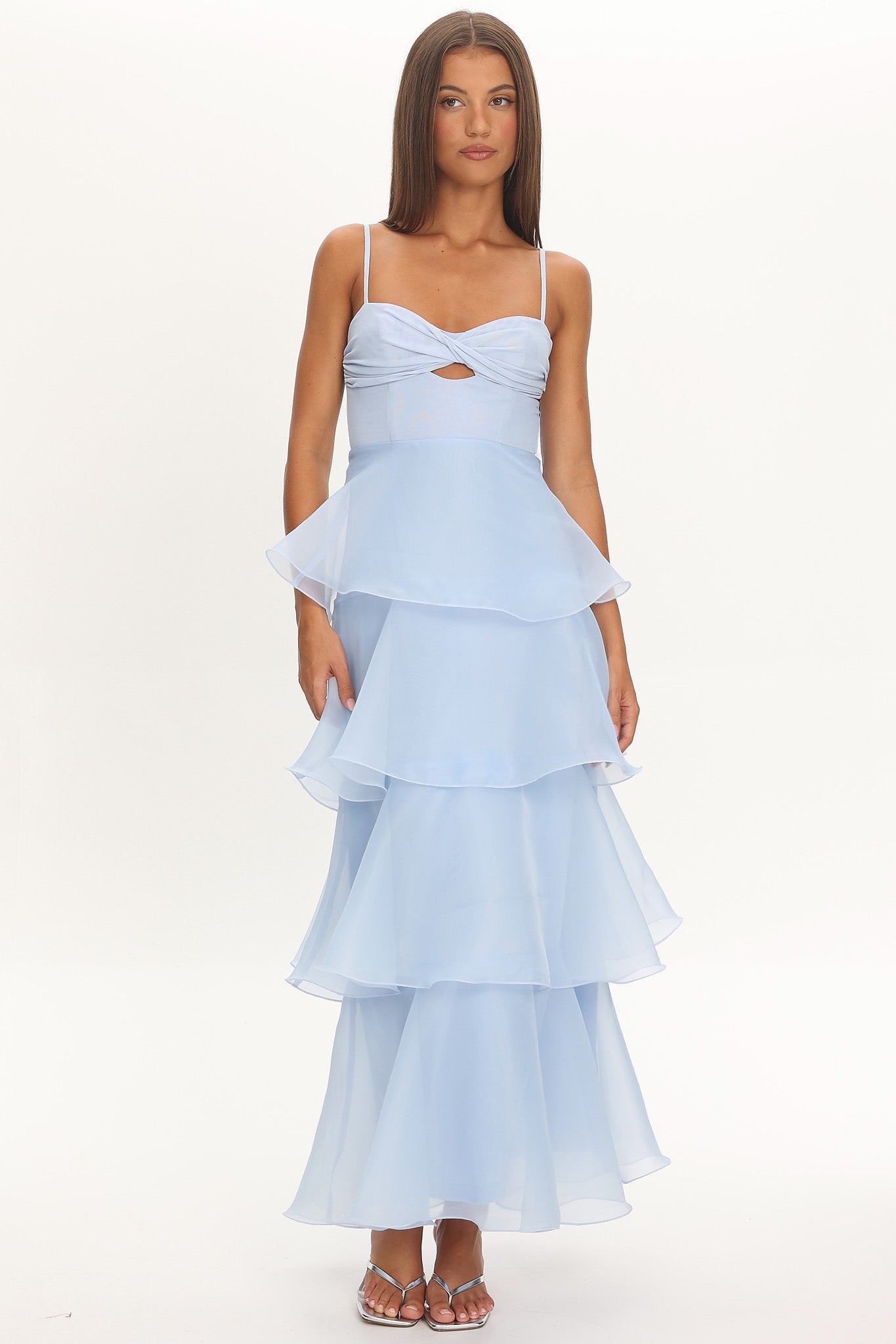 Margarida Layered Sweetheart Neckline Maxi Dress Blue by Selfie Leslie Australia
