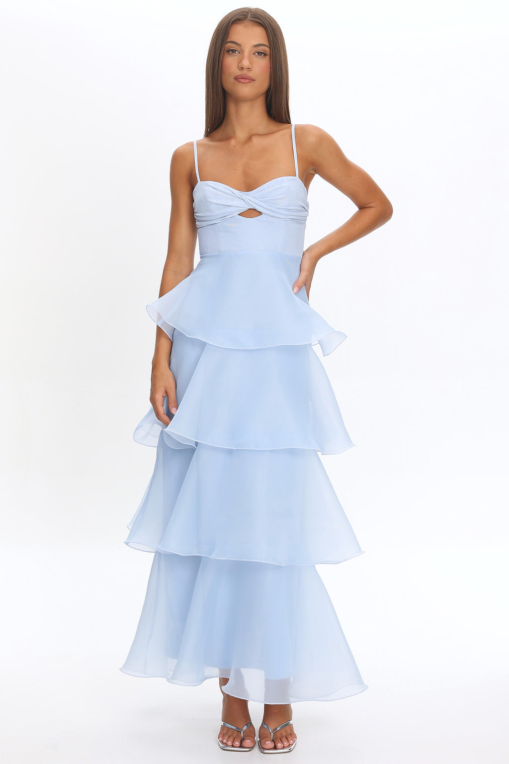 Margarida Layered Sweetheart Neckline Maxi Dress Blue by Selfie Leslie Australia