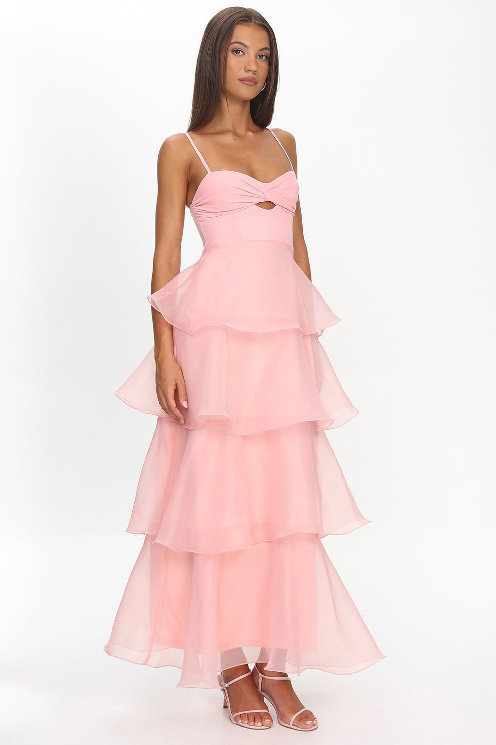 Margarida Layered Sweetheart Neckline Maxi Dress Pink by Selfie Leslie Australia