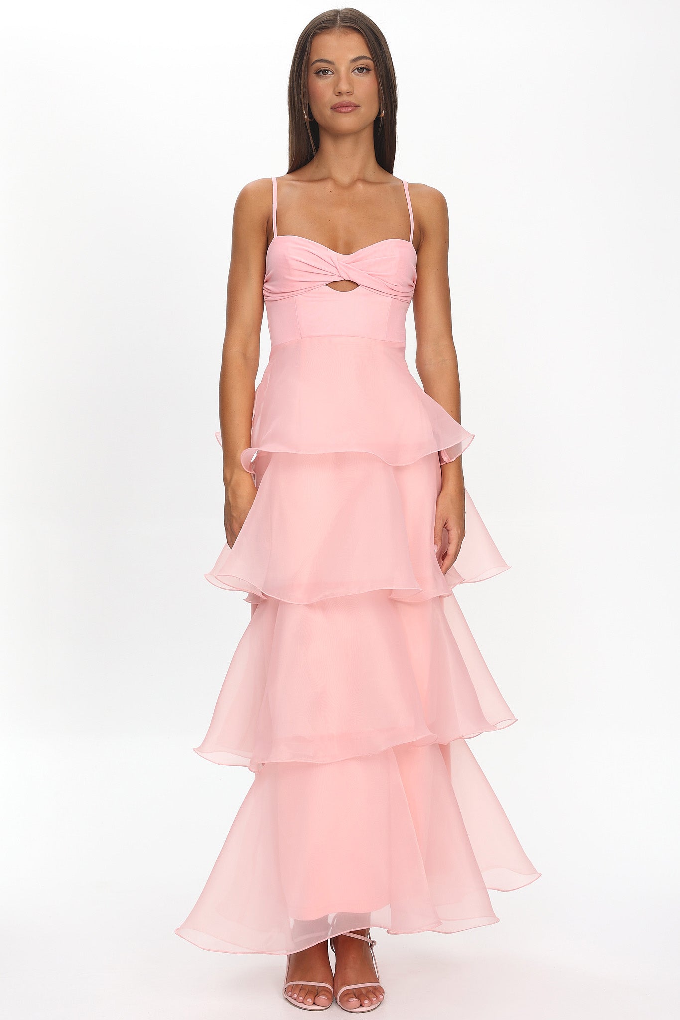 Margarida Layered Sweetheart Neckline Maxi Dress Pink by Selfie Leslie Australia