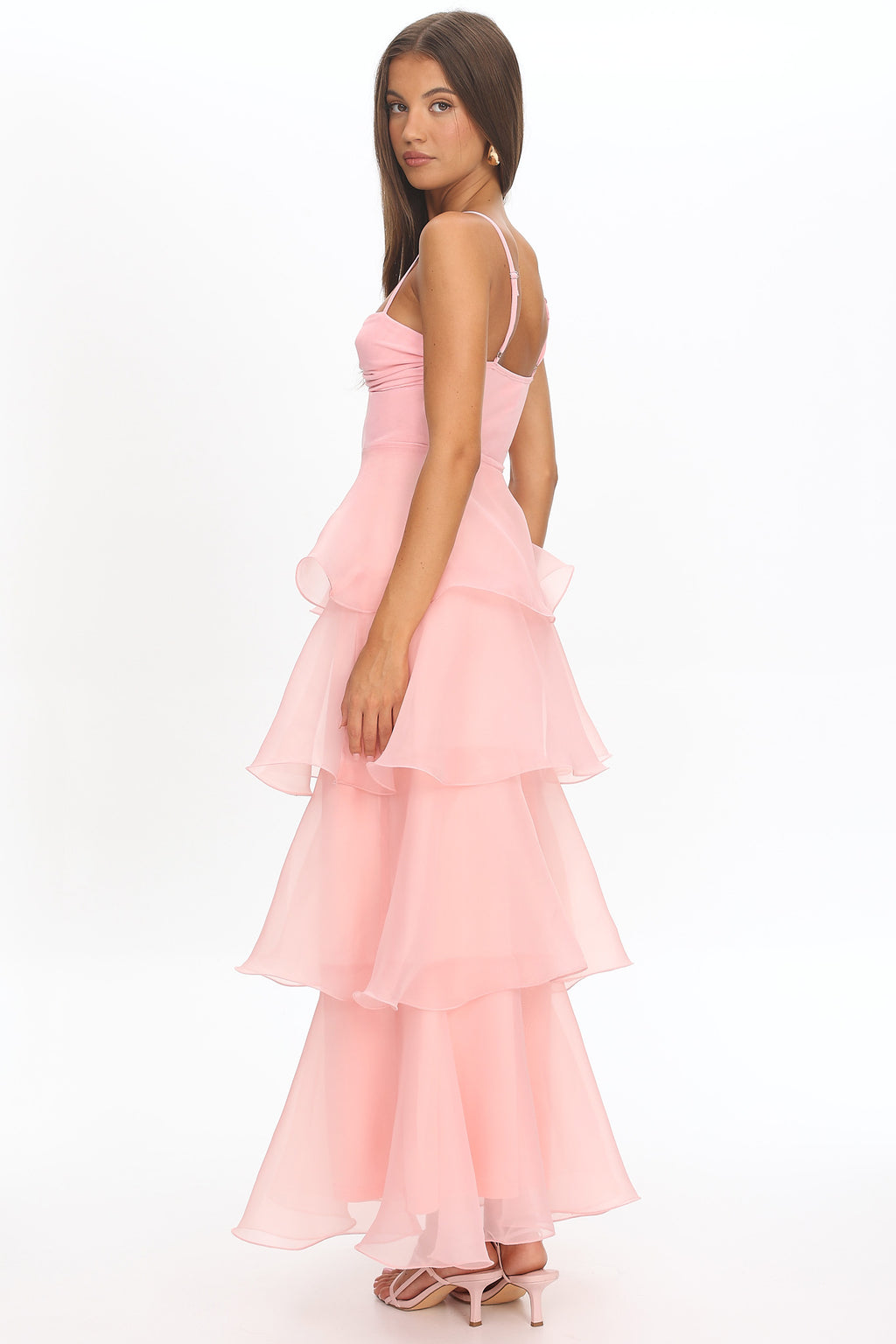 Margarida Layered Sweetheart Neckline Maxi Dress Pink by Selfie Leslie Australia