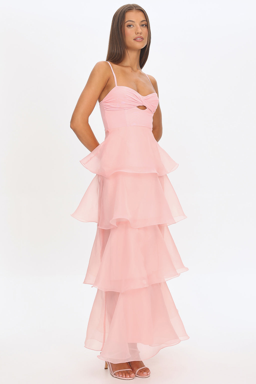 Margarida Layered Sweetheart Neckline Maxi Dress Pink by Selfie Leslie Australia