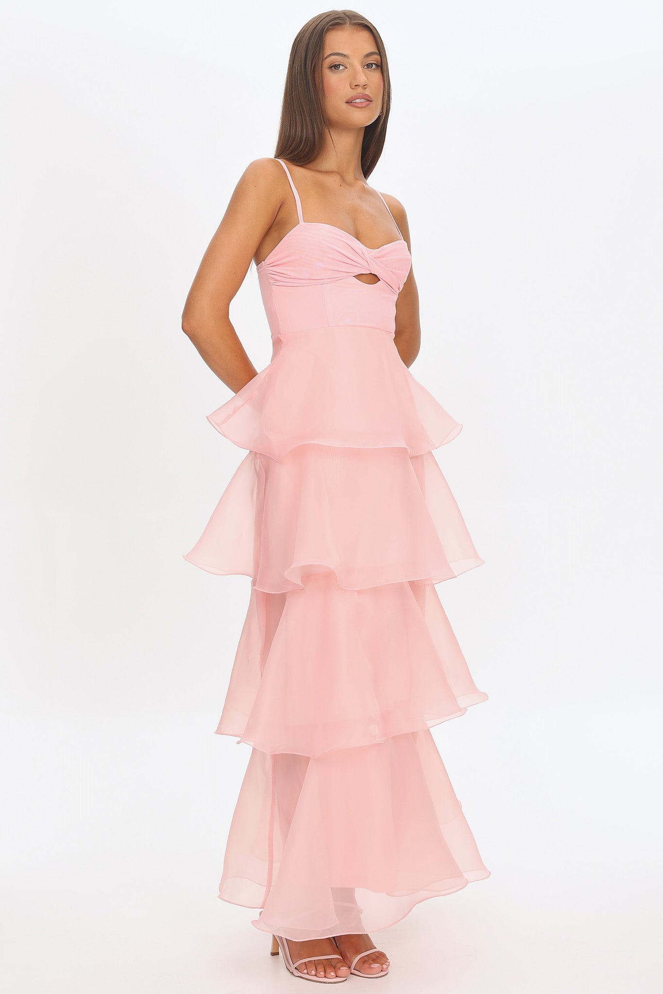 Margarida Layered Sweetheart Neckline Maxi Dress Pink by Selfie Leslie Australia