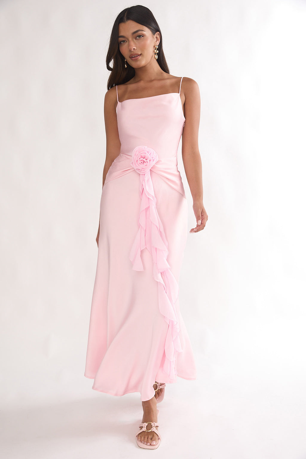 Mirenna Rosette Waist Maxi Dress Light Pink by Selfie Leslie Australia