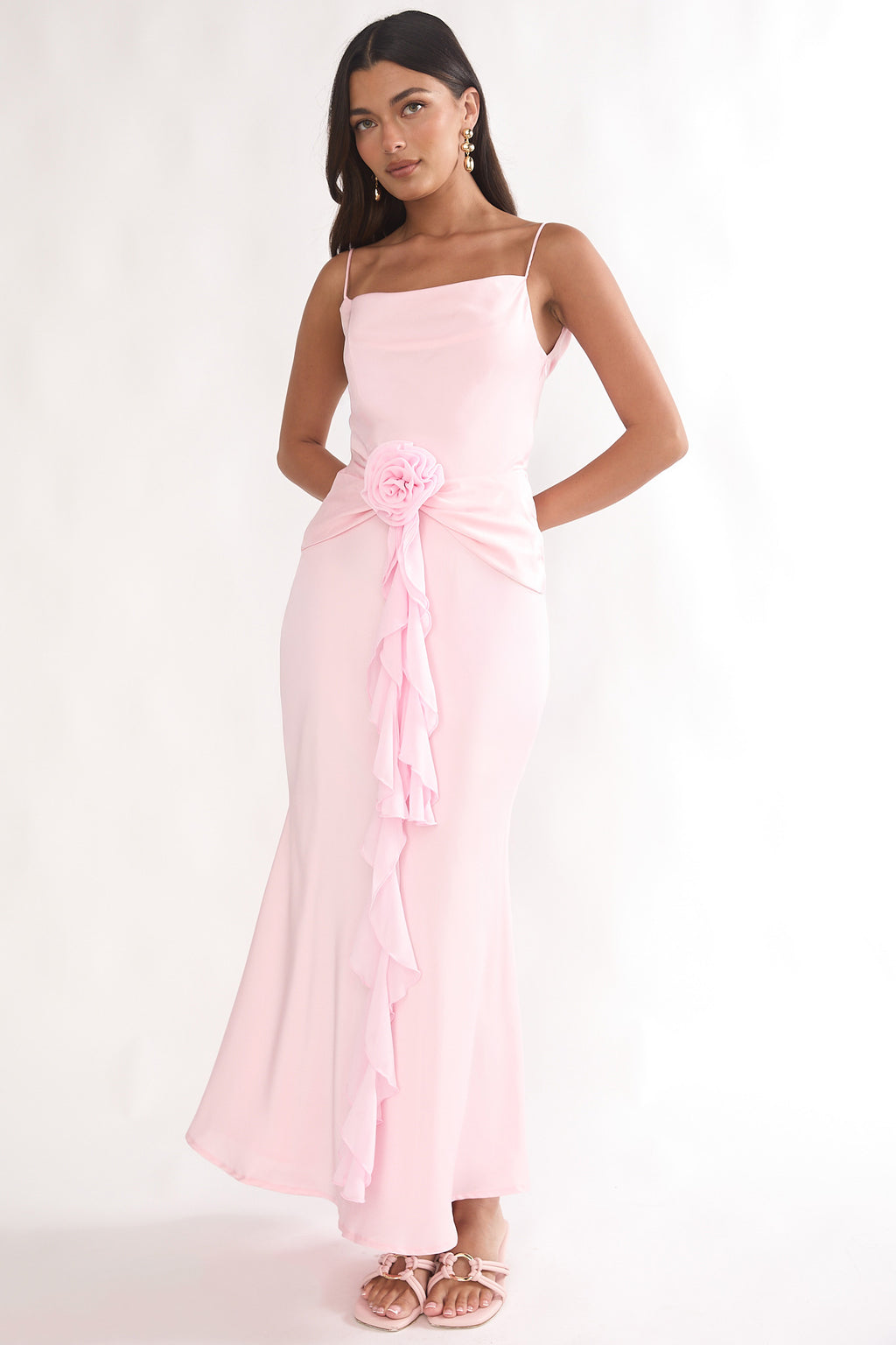 Mirenna Rosette Waist Maxi Dress Light Pink by Selfie Leslie Australia