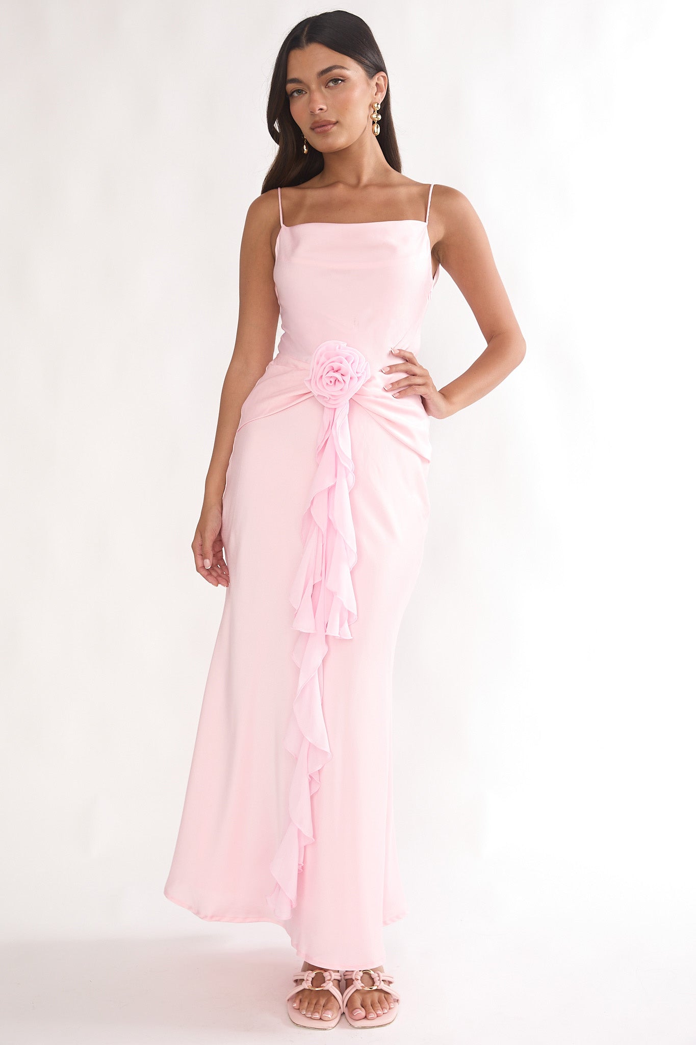 Mirenna Rosette Waist Maxi Dress Light Pink by Selfie Leslie Australia