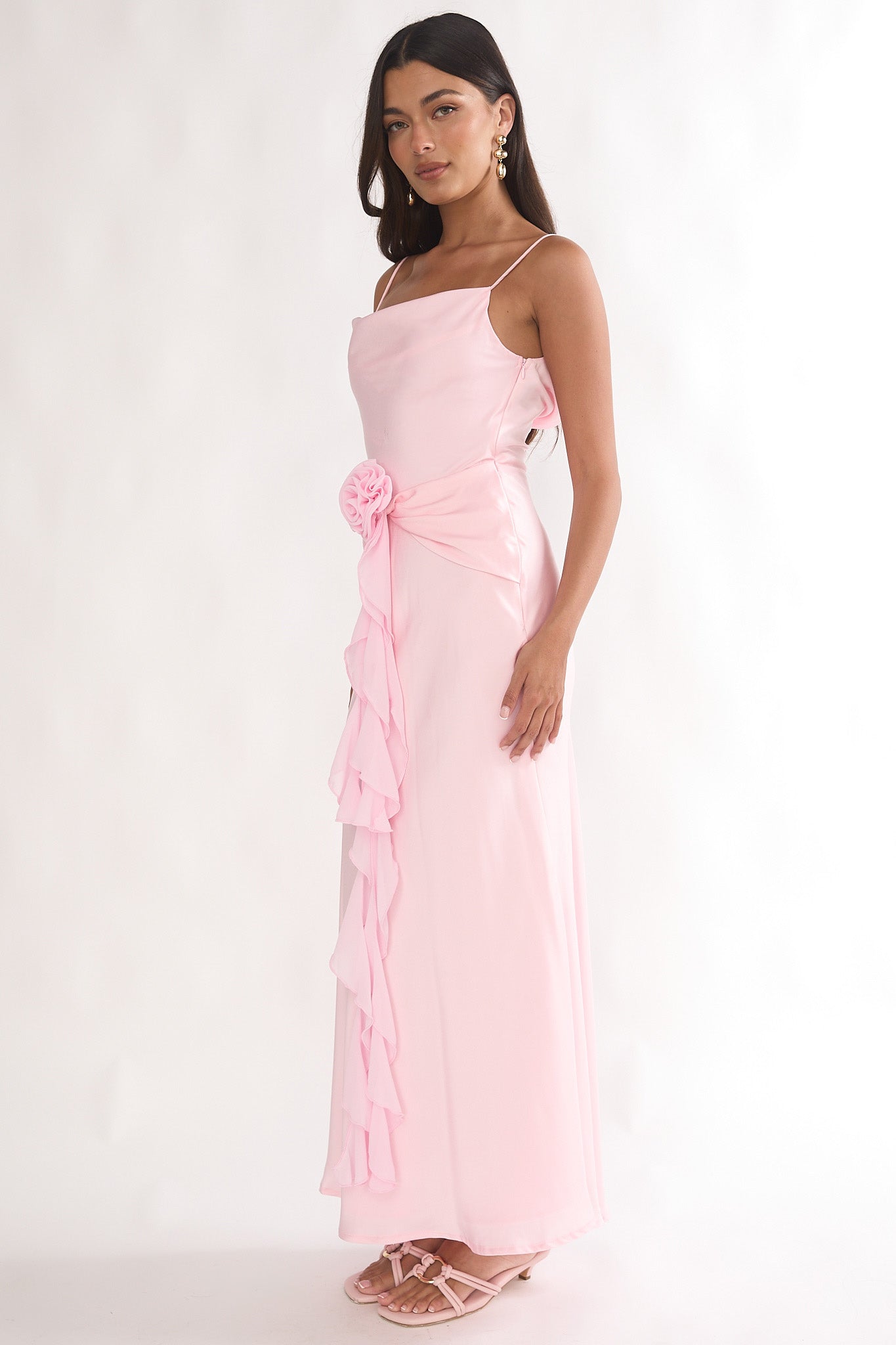 Mirenna Rosette Waist Maxi Dress Light Pink by Selfie Leslie Australia