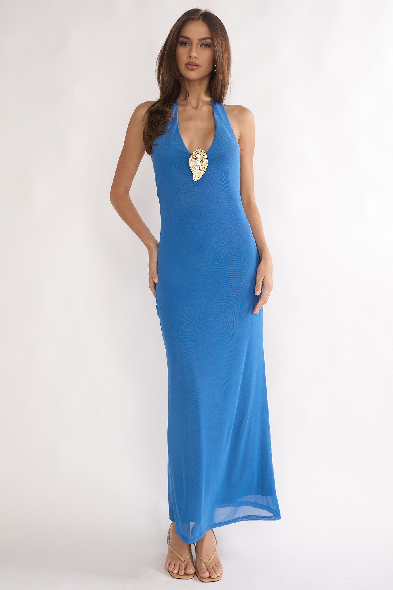 Alouette Backless Halterneck Maxi Dress Blue by Selfie Leslie Australia