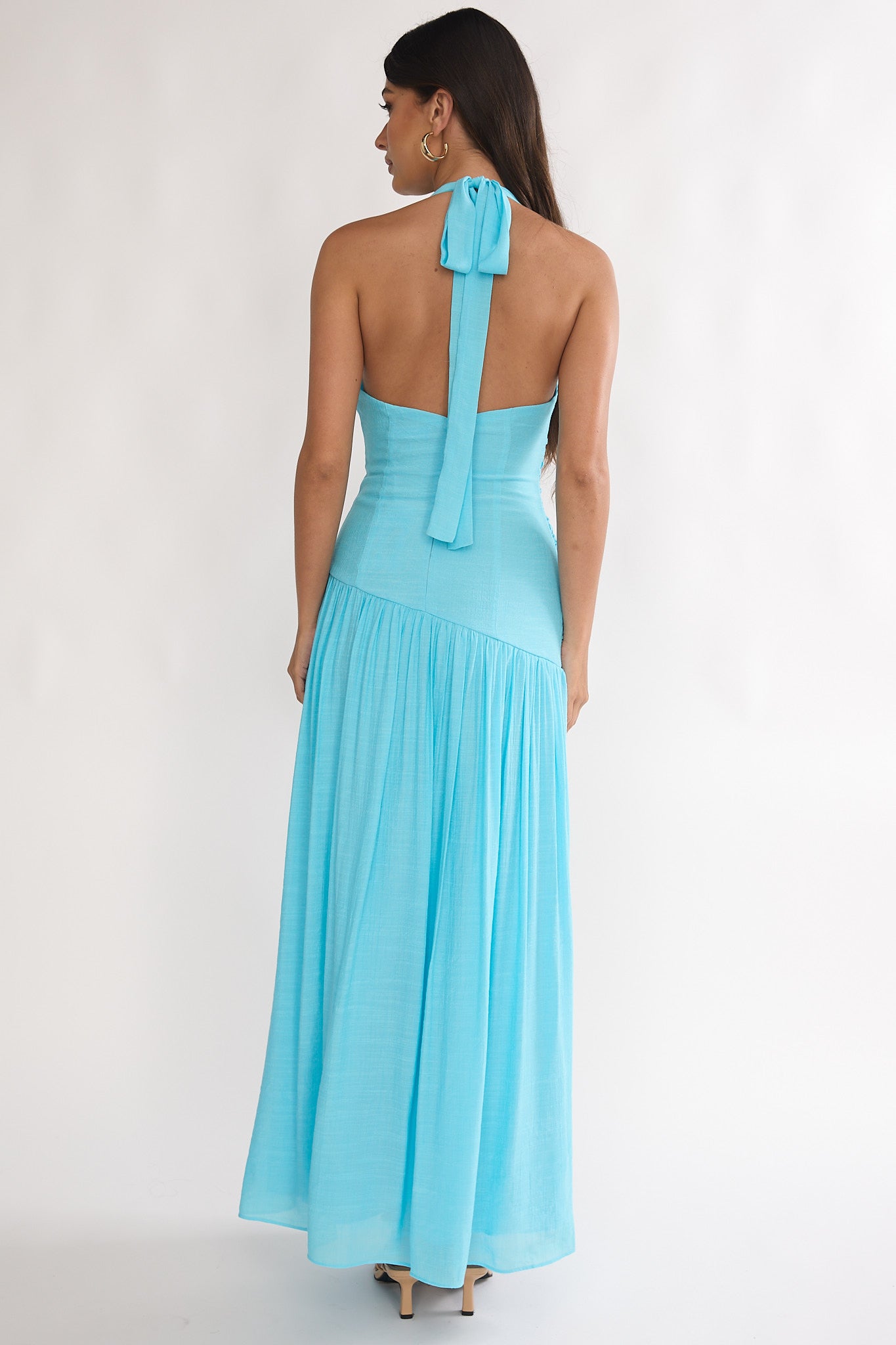 To The Sky Halterneck Maxi Dress Aqua by Selfie Leslie Australia