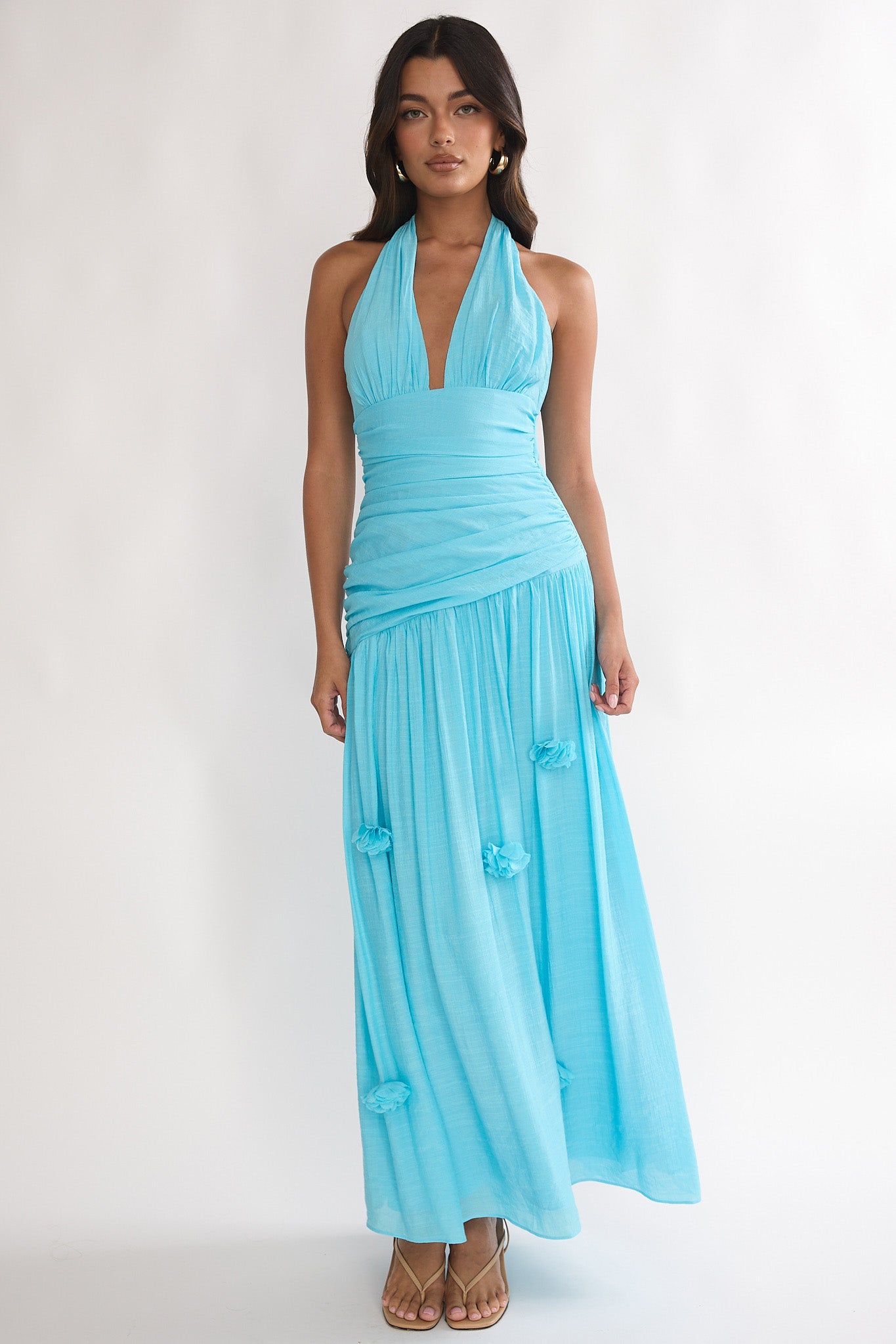 To The Sky Halterneck Maxi Dress Aqua by Selfie Leslie Australia