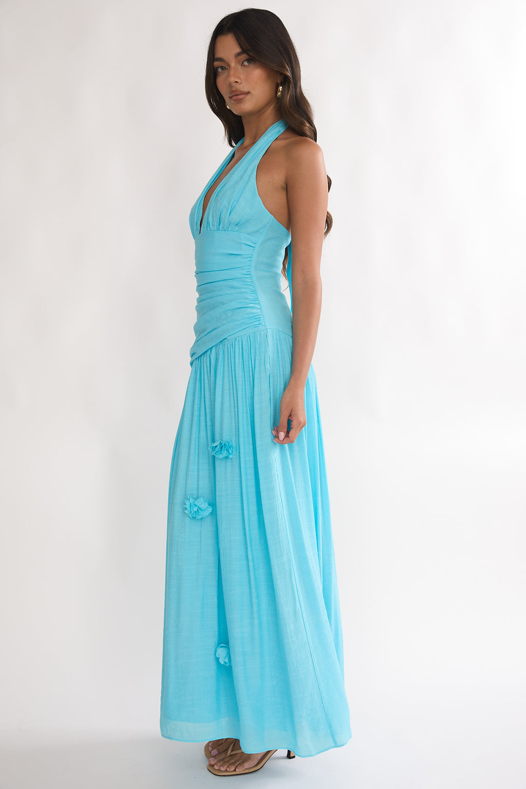 To The Sky Halterneck Maxi Dress Aqua by Selfie Leslie Australia