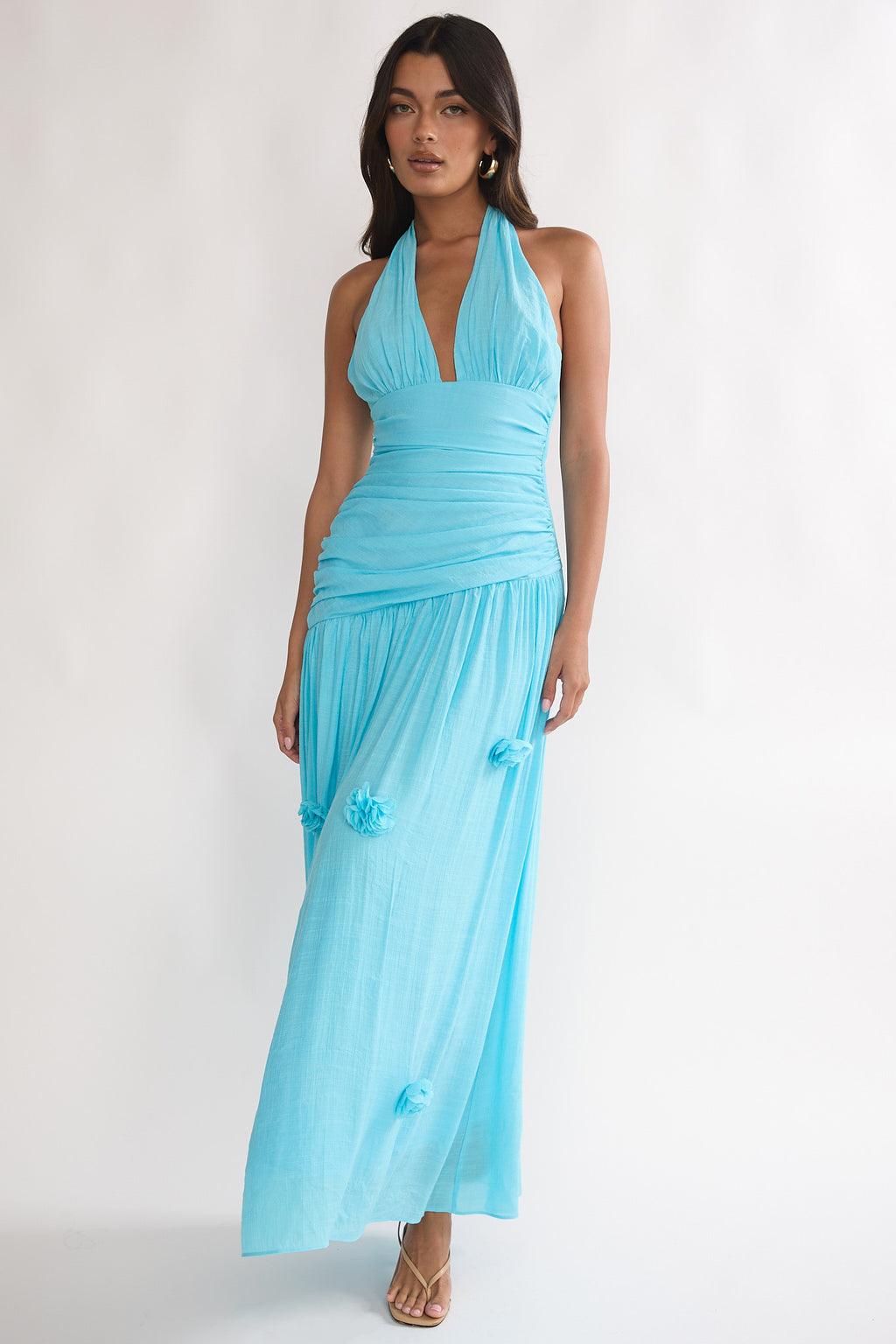 To The Sky Halterneck Maxi Dress Aqua by Selfie Leslie Australia