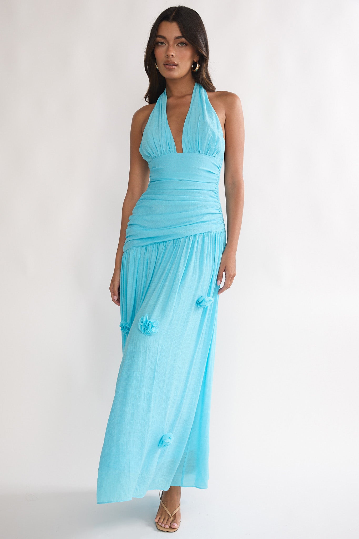 To The Sky Halterneck Maxi Dress Aqua by Selfie Leslie Australia