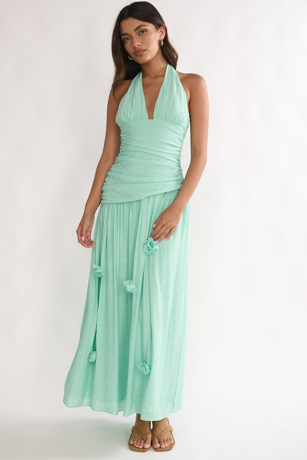 To The Sky Halterneck Maxi Dress Sage by Selfie Leslie Australia