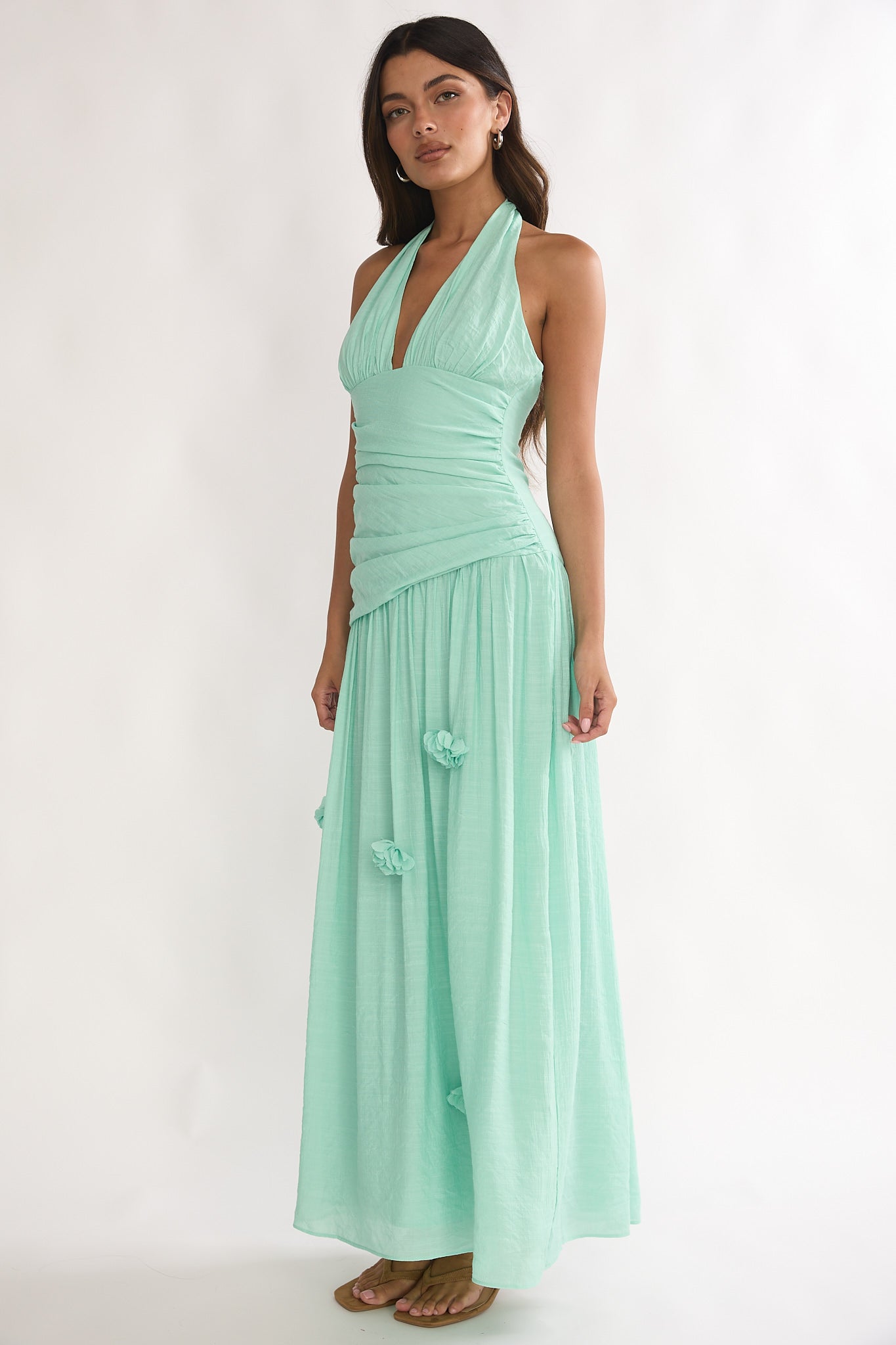 To The Sky Halterneck Maxi Dress Sage by Selfie Leslie Australia
