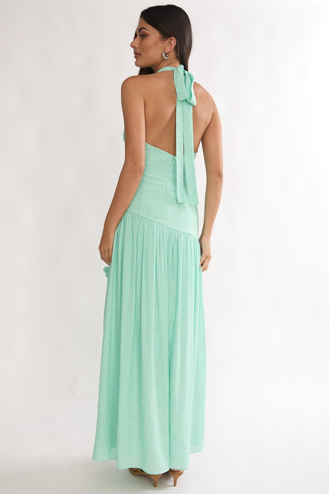 To The Sky Halterneck Maxi Dress Sage by Selfie Leslie Australia