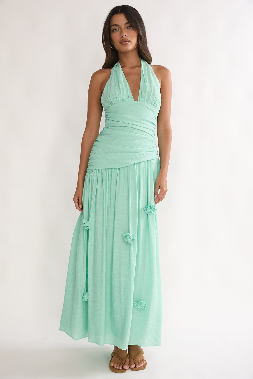 To The Sky Halterneck Maxi Dress Sage by Selfie Leslie Australia