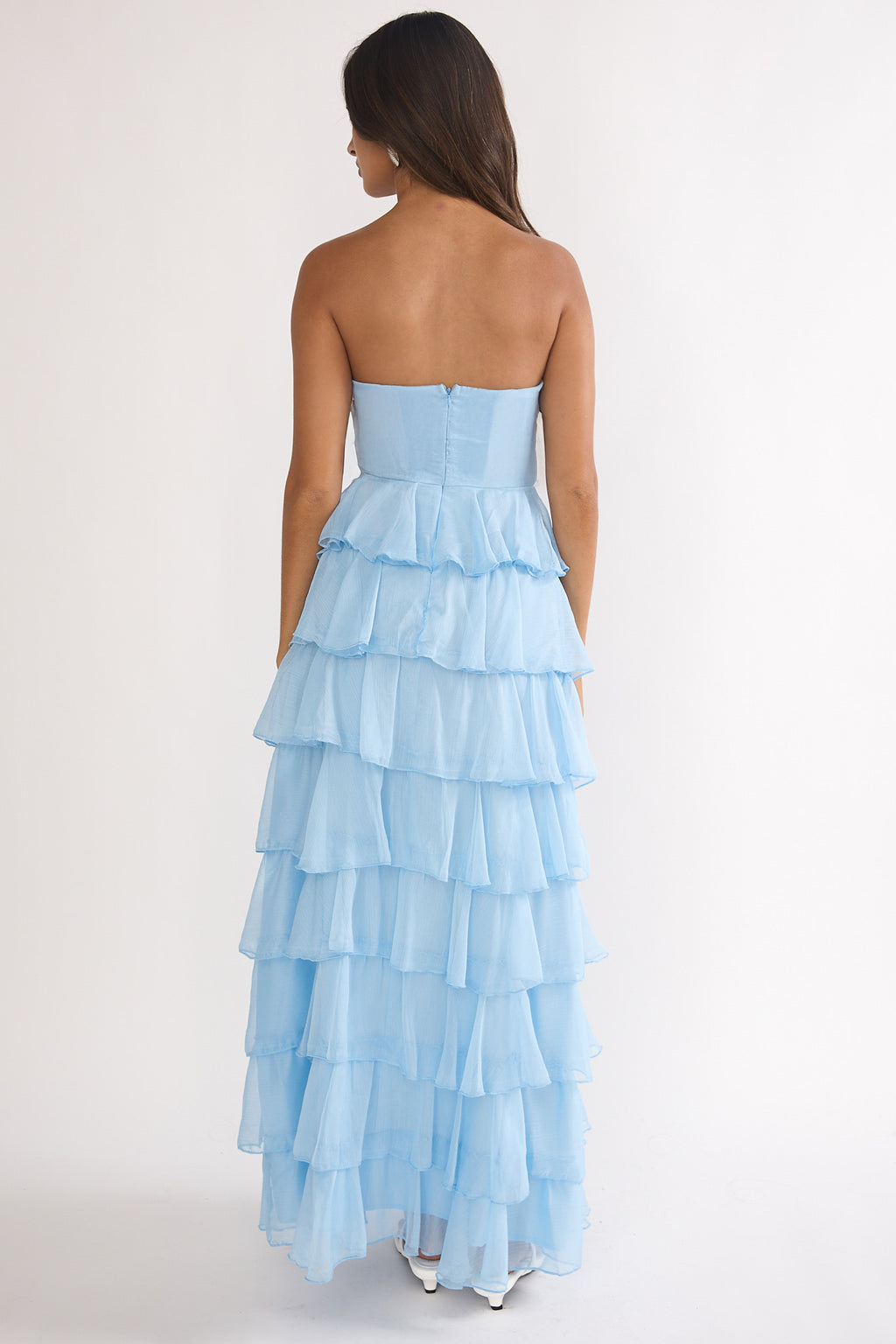 Janelia Layered Frill Maxi Dress Blue by Selfie Leslie Australia