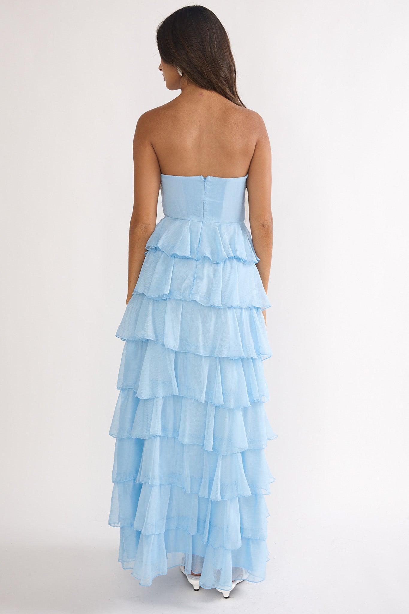 Janelia Layered Frill Maxi Dress Blue by Selfie Leslie Australia