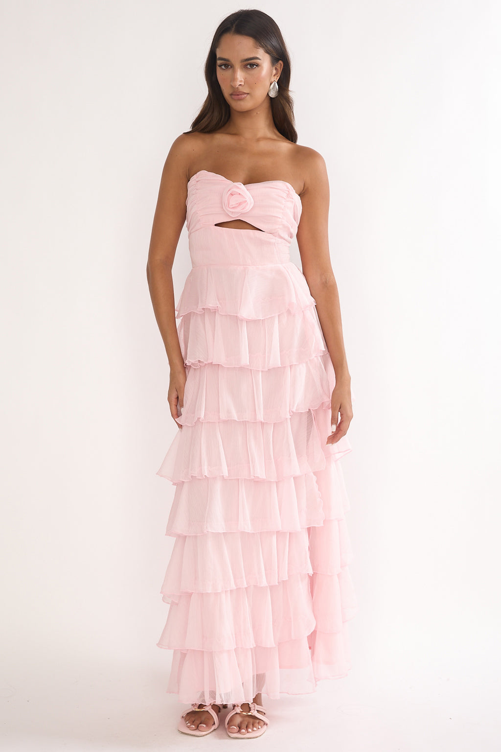 Janelia Layered Frill Maxi Dress Pink by Selfie Leslie Australia
