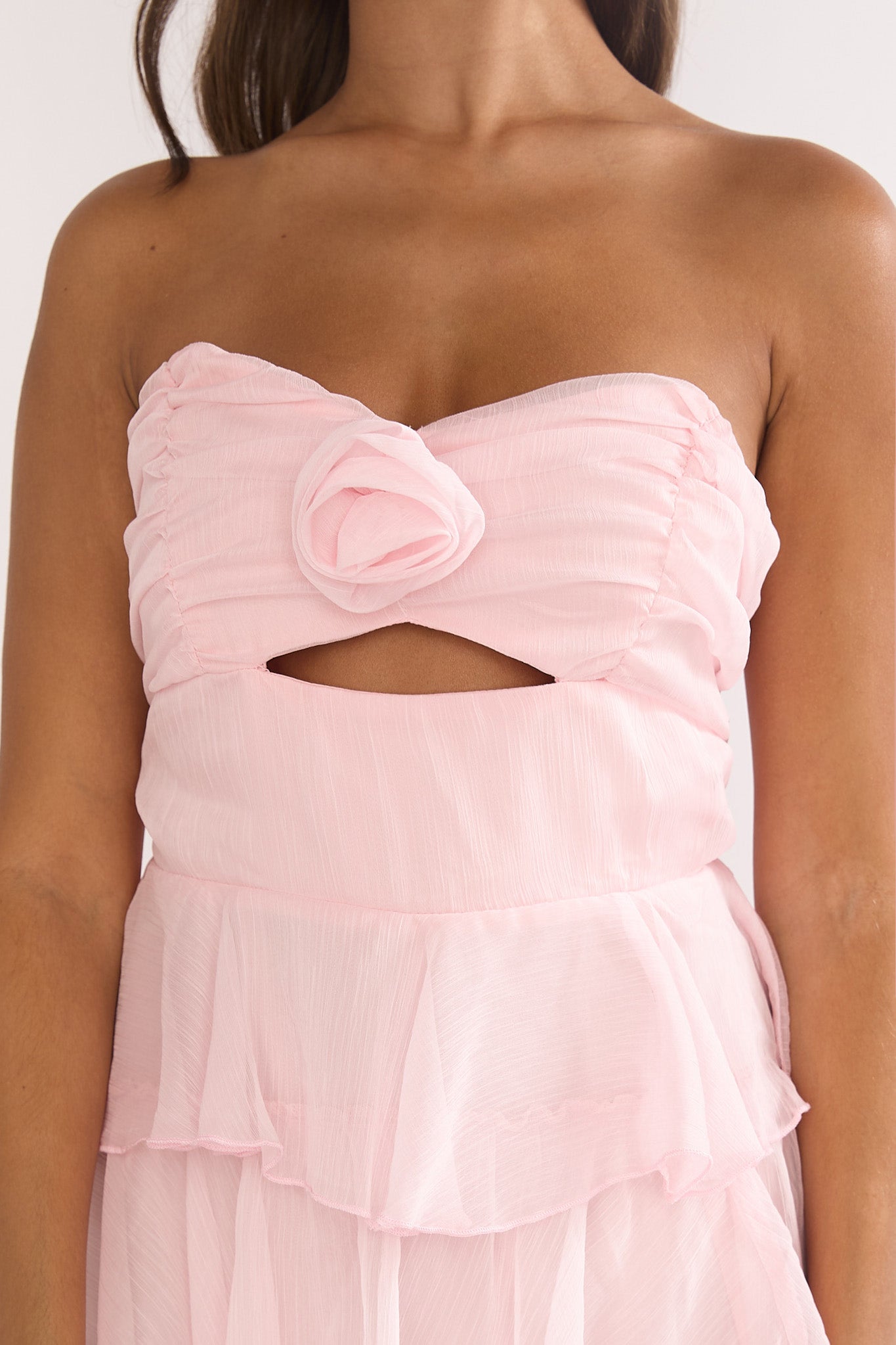 Janelia Layered Frill Maxi Dress Pink by Selfie Leslie Australia