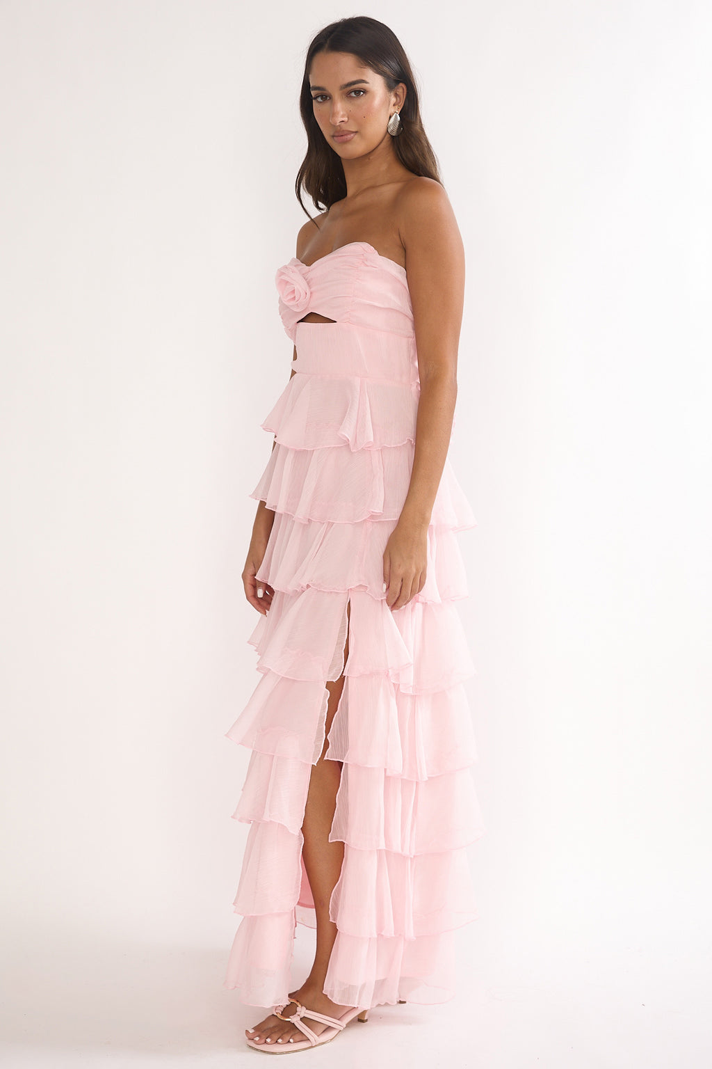 Janelia Layered Frill Maxi Dress Pink by Selfie Leslie Australia