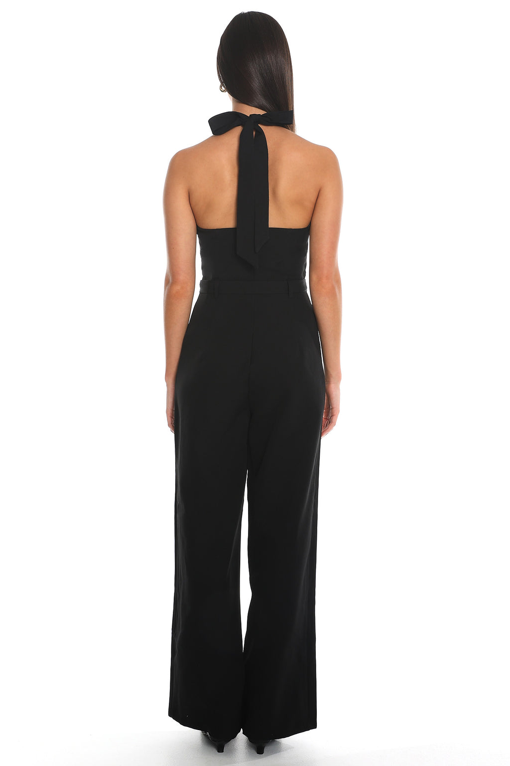 Smoke Screen Halter Wide-Leg Jumpsuit Black