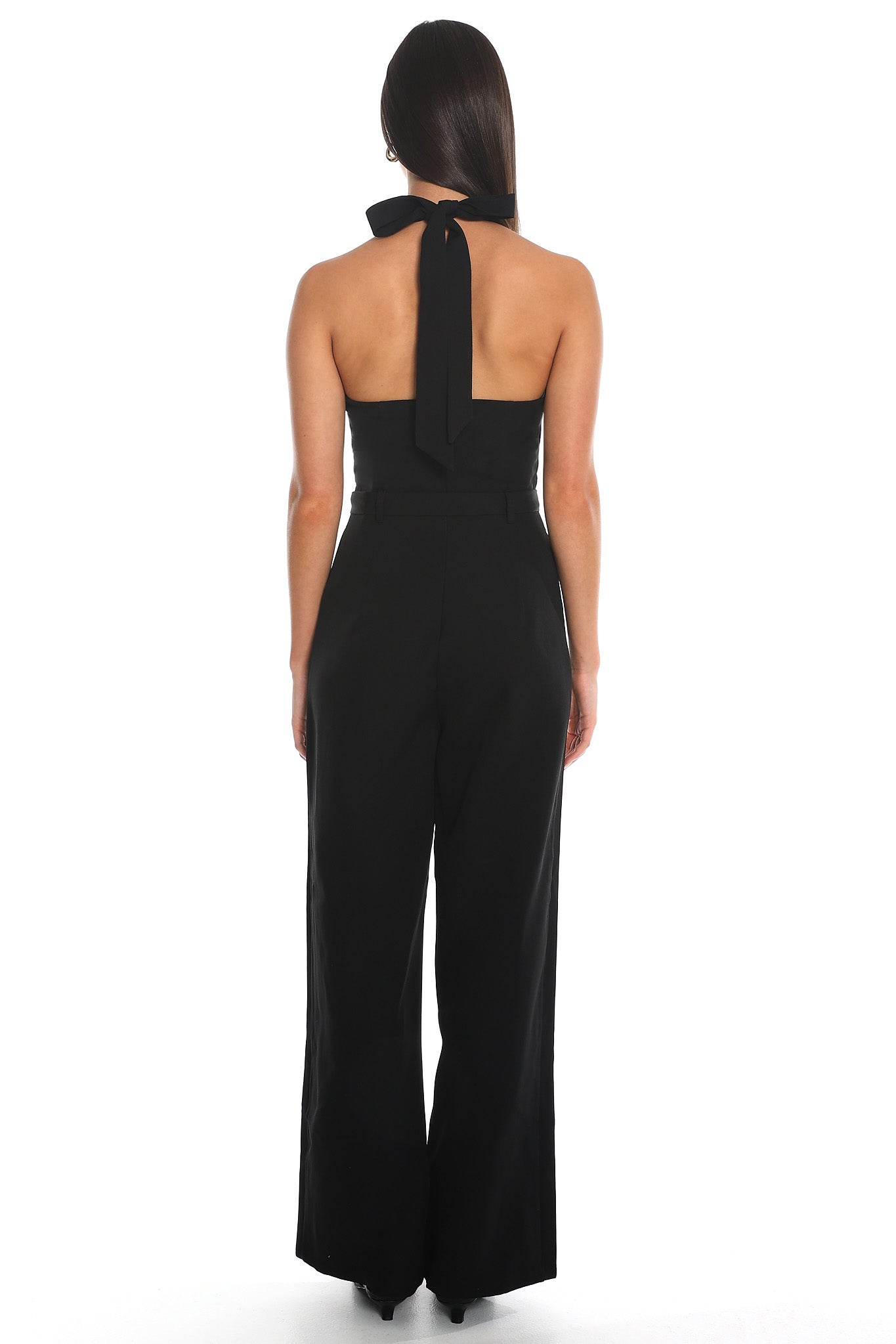Smoke Screen Halter Wide-Leg Jumpsuit Black