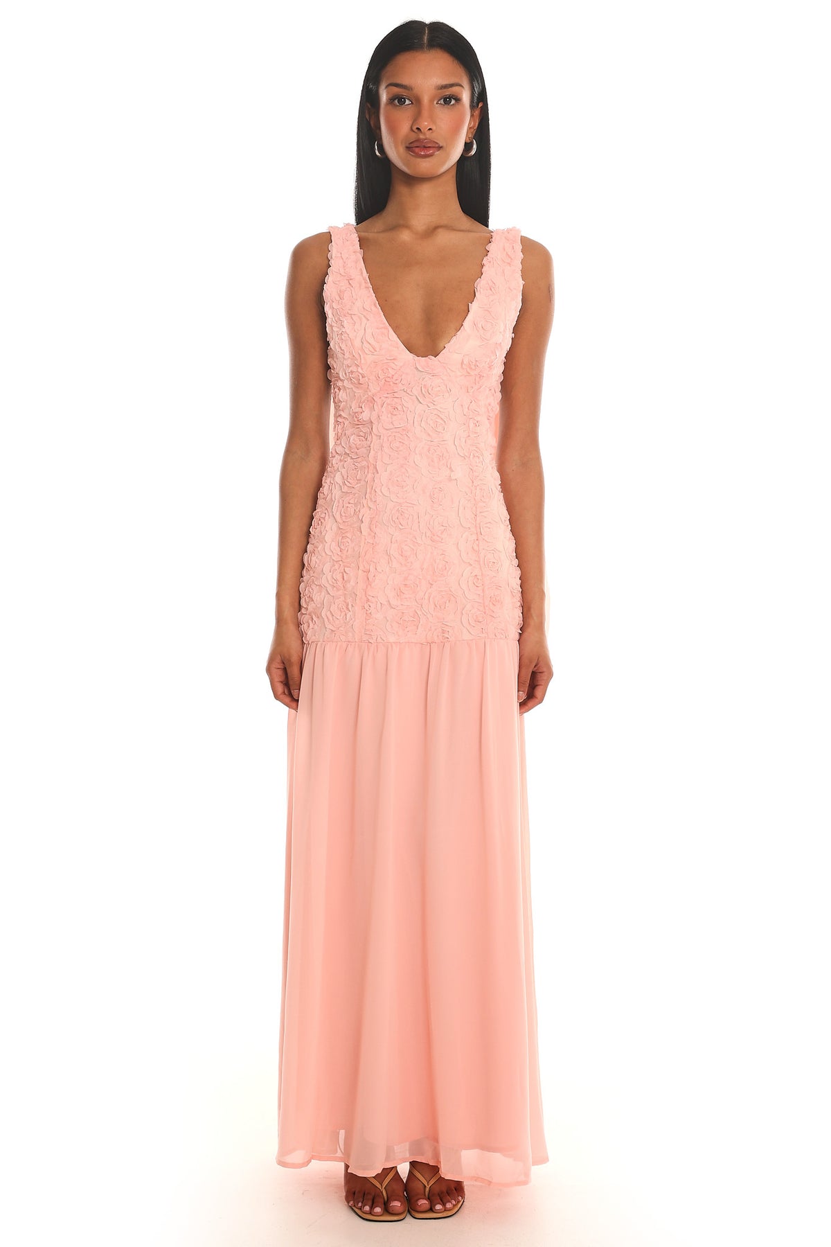 Marcellia Tied Back Maxi Dress Embellished Pink by Selfie Leslie Australia