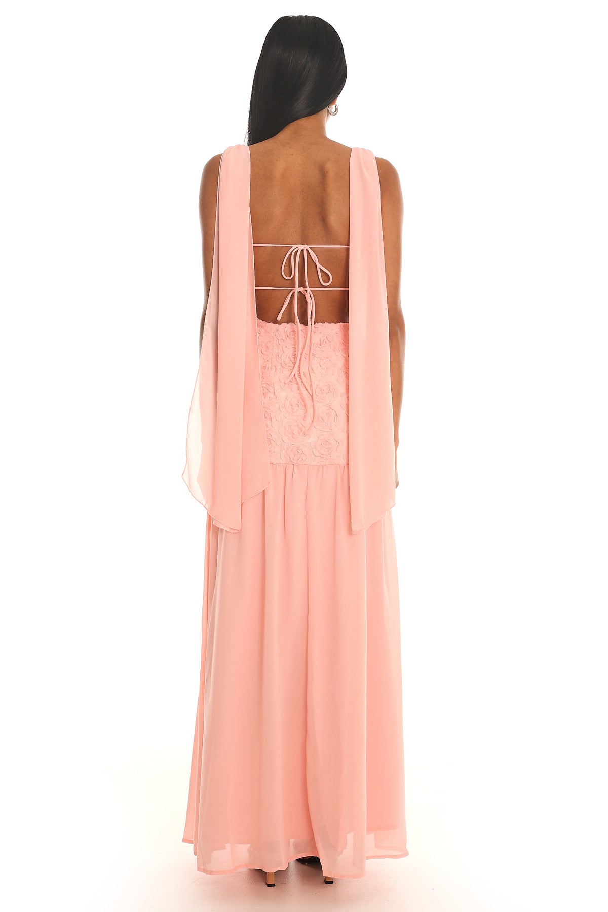 Marcellia Tied Back Maxi Dress Embellished Pink by Selfie Leslie Australia