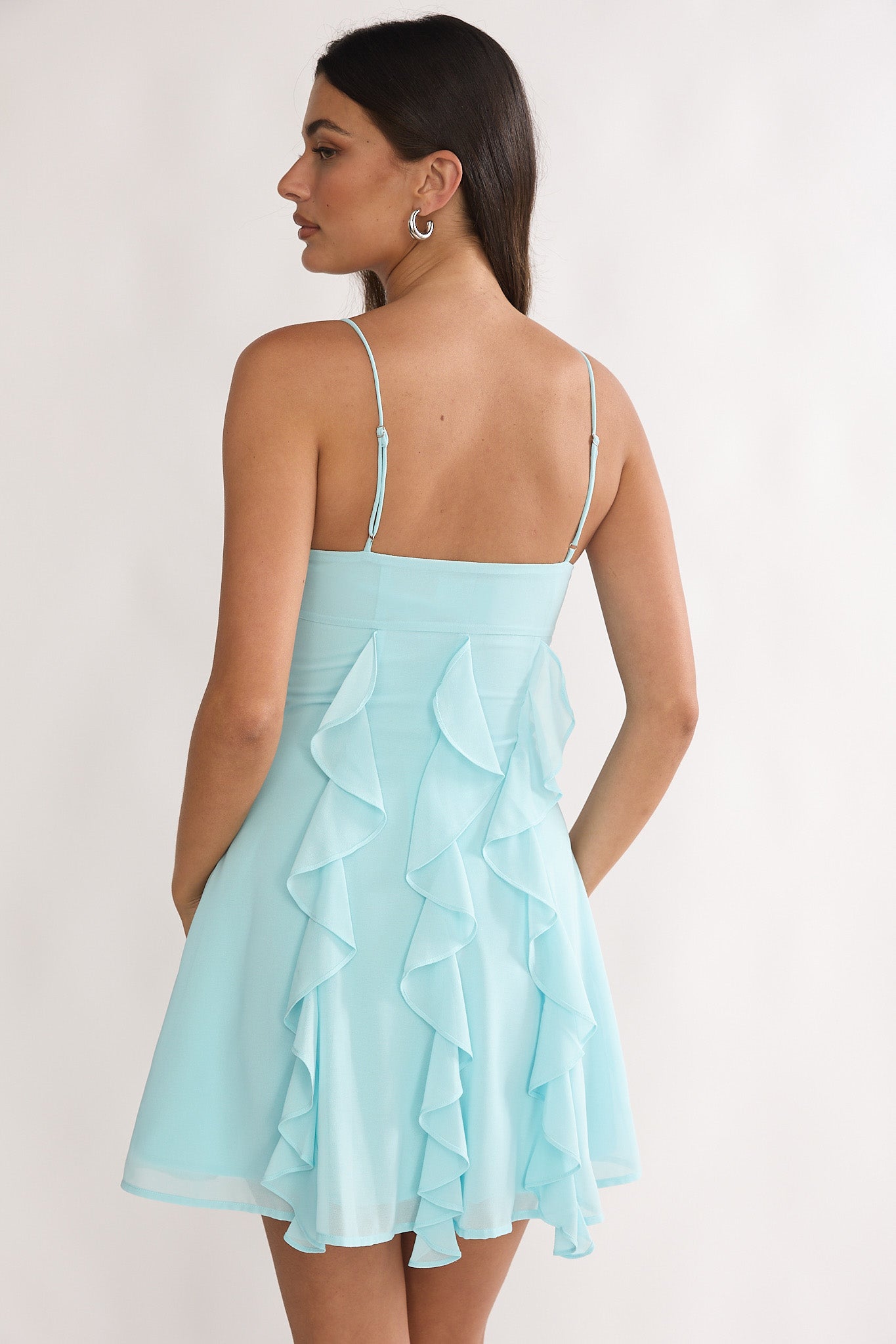 Katalia Ruffle Mini Dress Aqua by Selfie Leslie Australia
